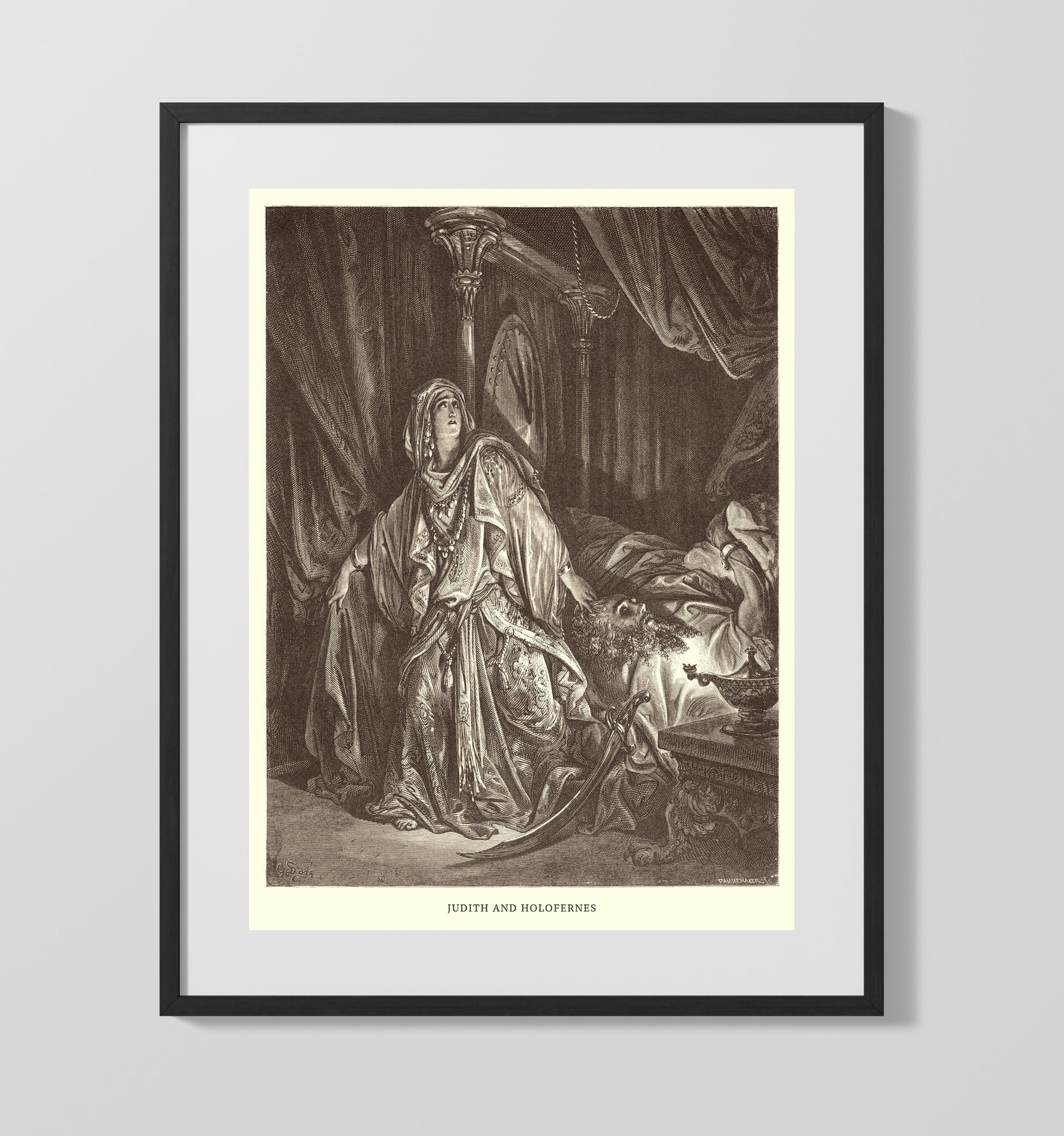 The Angel Raphael and the Family of Tobit Tobit 11-10-17 Dore Bible Illustration Wall Art 16x20 Gallery Frame wall art print