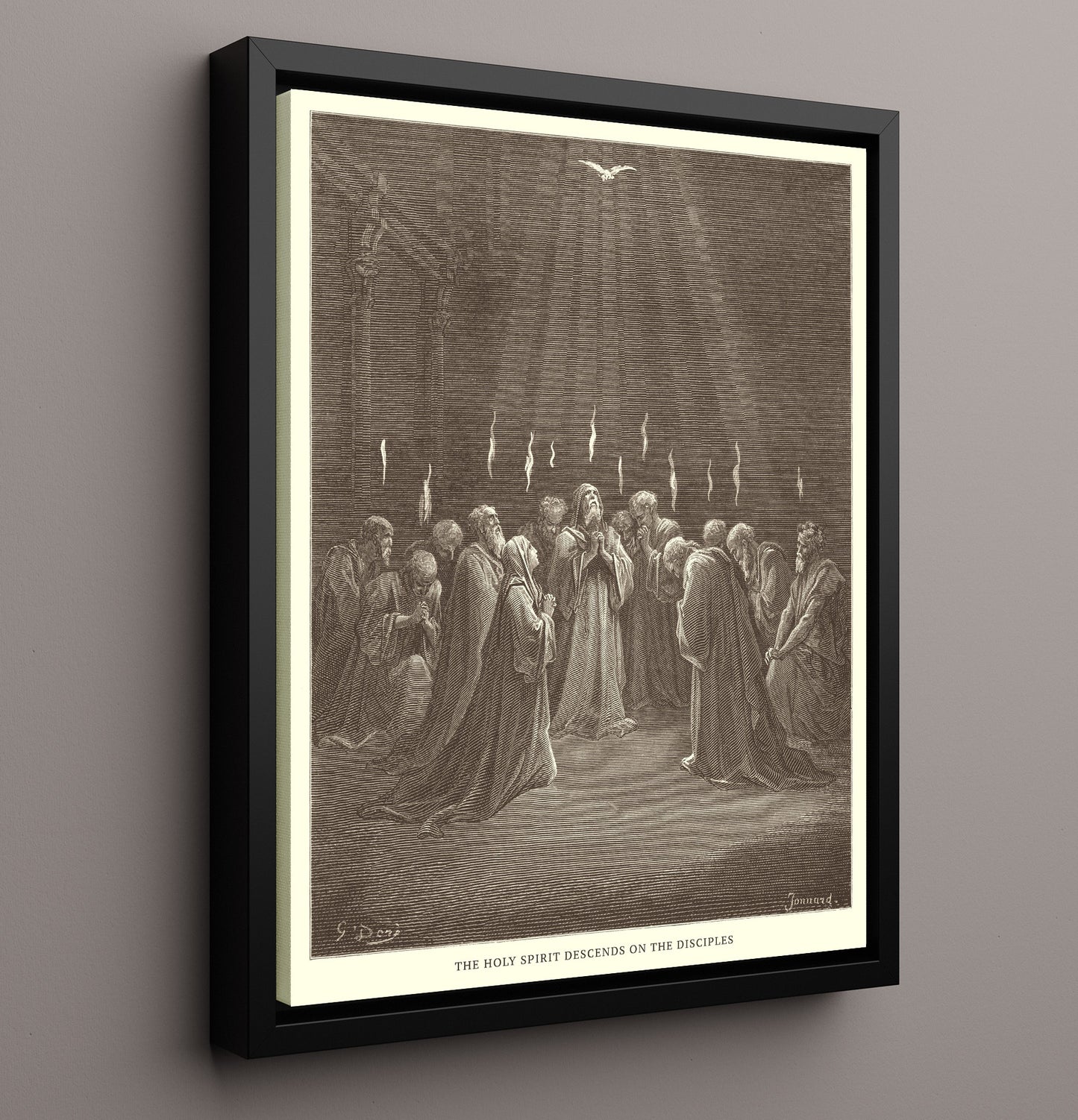 The Apostles Preach the Gospel Acts 2 Dore Bible Illustration Wall Art 16x20 Framed Canvas wall art print