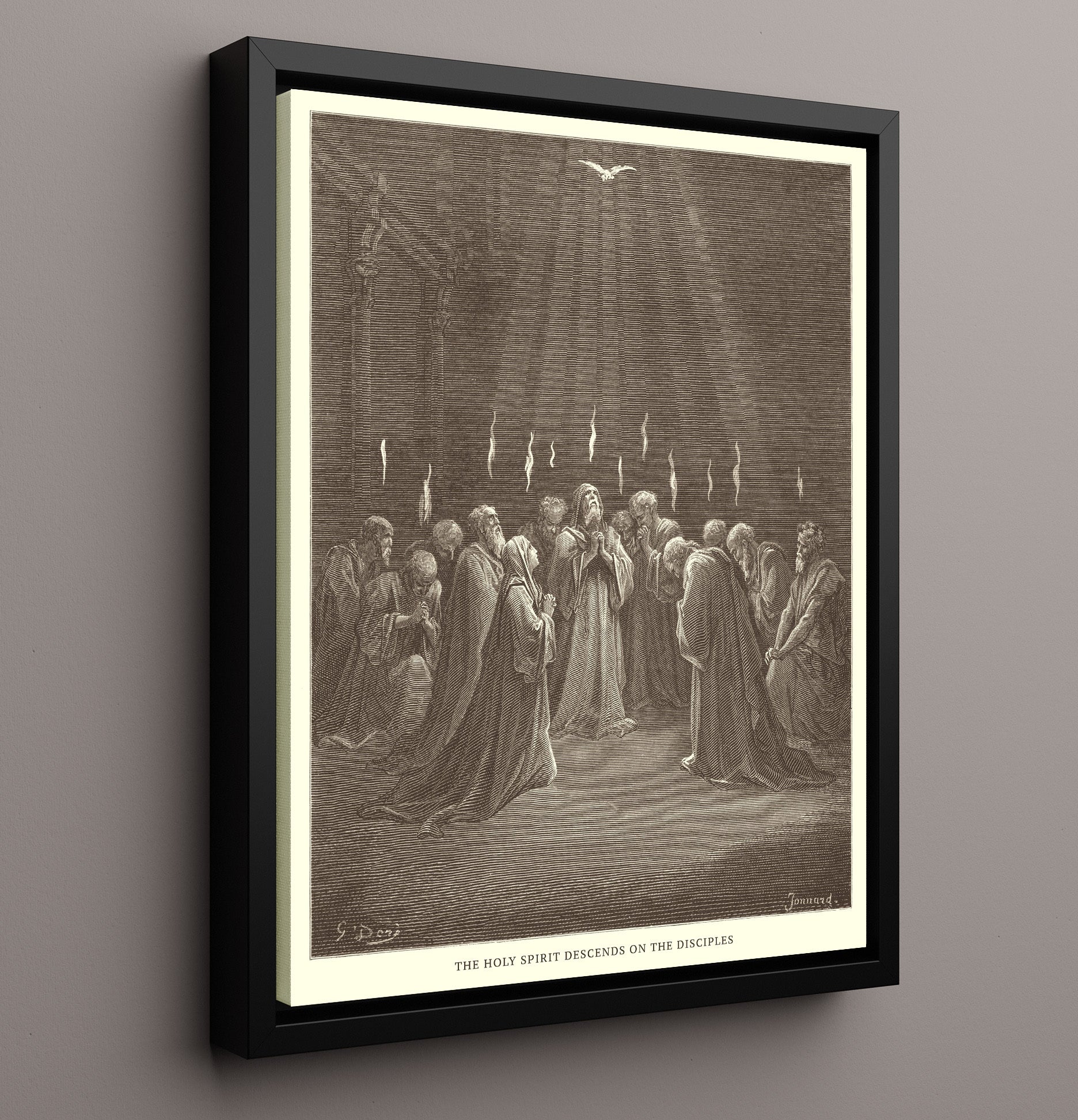 The Apostles Preach the Gospel Acts 2 Dore Bible Illustration Wall Art 16x20 Framed Canvas wall art print