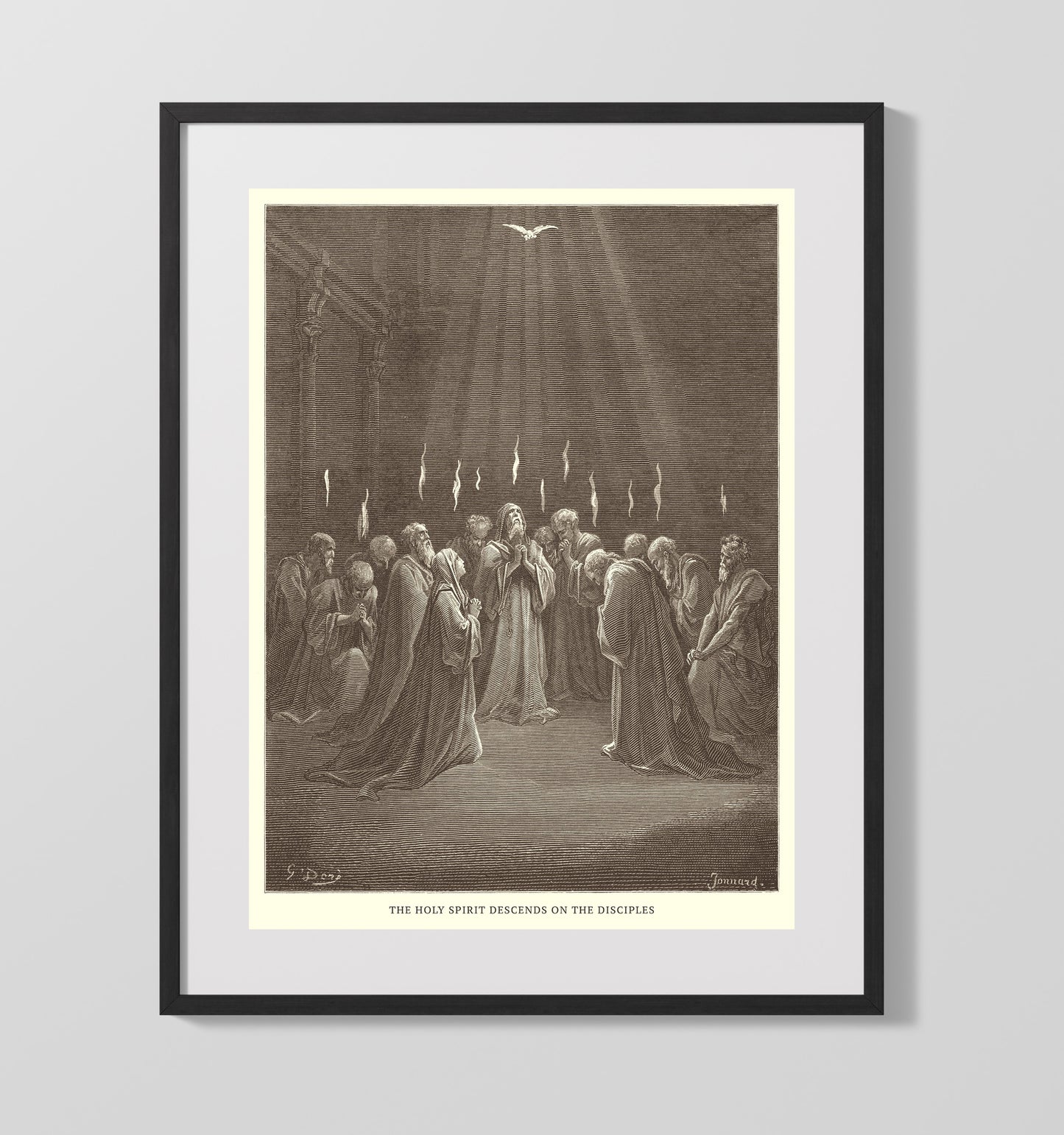 The Apostles Preach the Gospel Acts 2 Dore Bible Illustration Wall Art 16x20 Gallery Frame wall art print