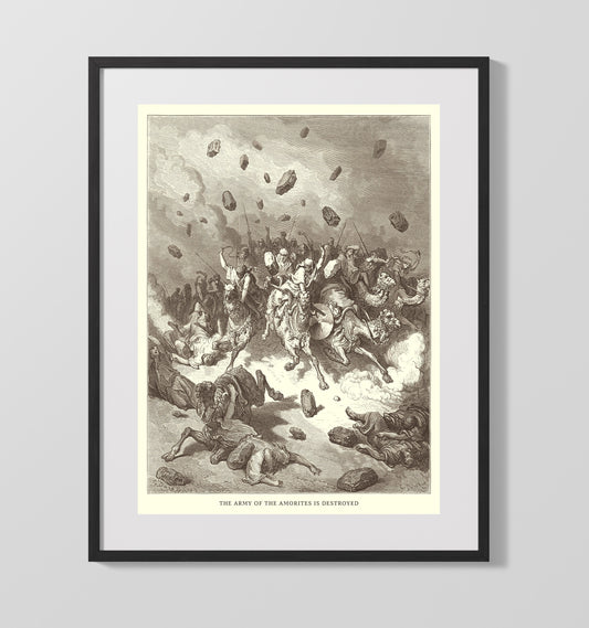 The Army of the Amorites Is Destroyed - Joshua 10:11 - Doré - 16x20 Gallery Frame