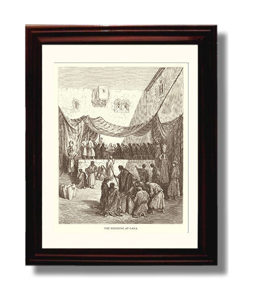 The Baptism of Jesus Matthew 3:13-17 Dore Bible Illustration Wall Art 8x10 Beveled Frame wall art print