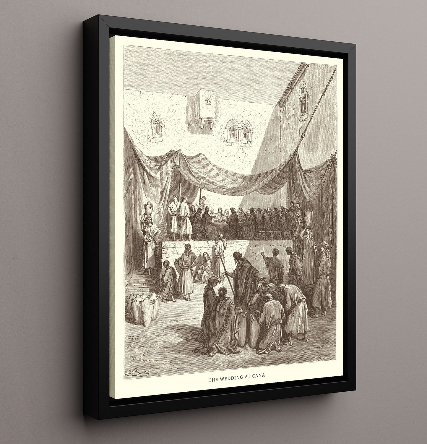 The Baptism of Jesus Matthew 3:13-17 Dore Bible Illustration Wall Art 16x20 Framed Canvas wall art print