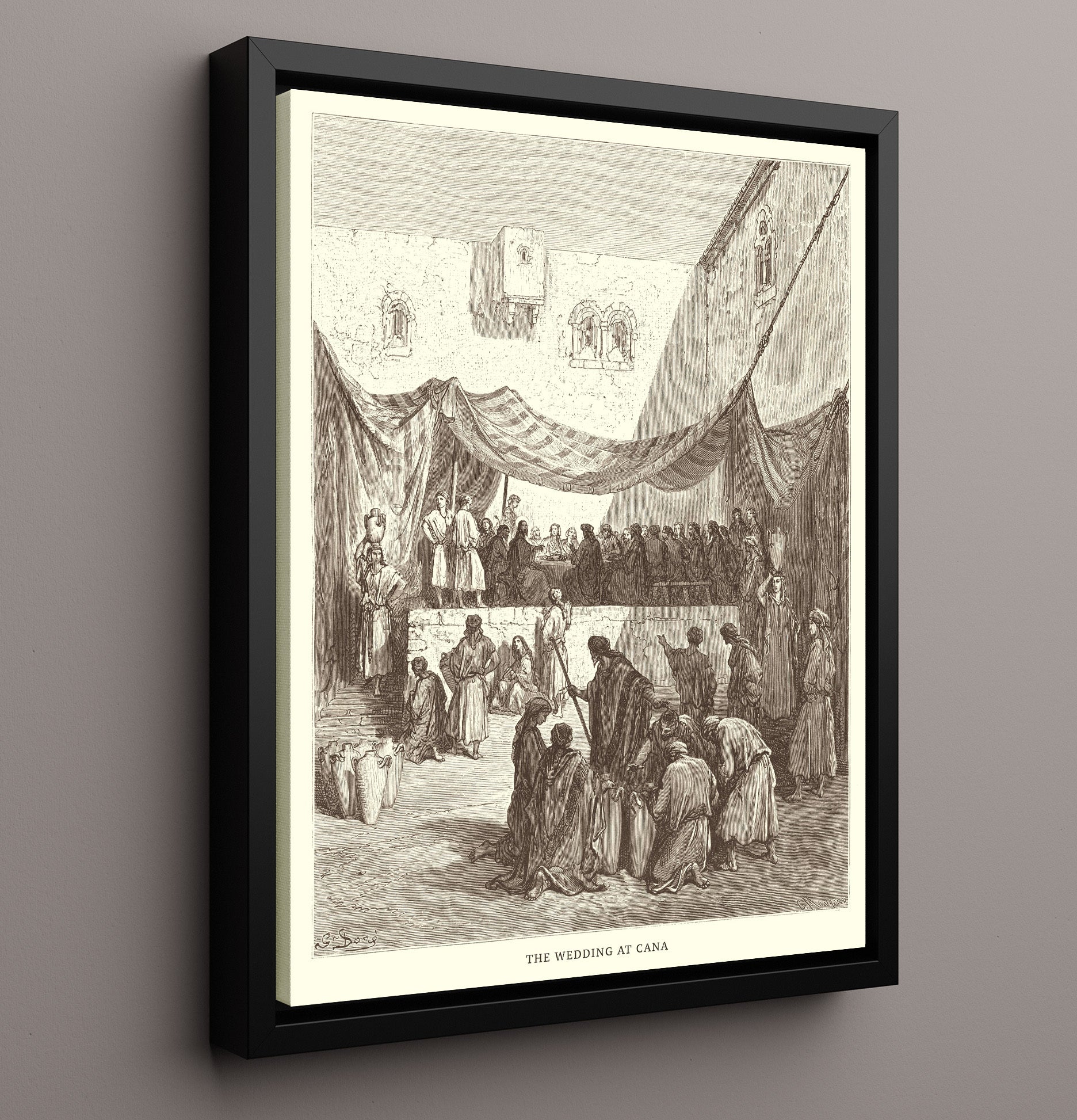 The Baptism of Jesus Matthew 3:13-17 Dore Bible Illustration Wall Art 16x20 Framed Canvas wall art print