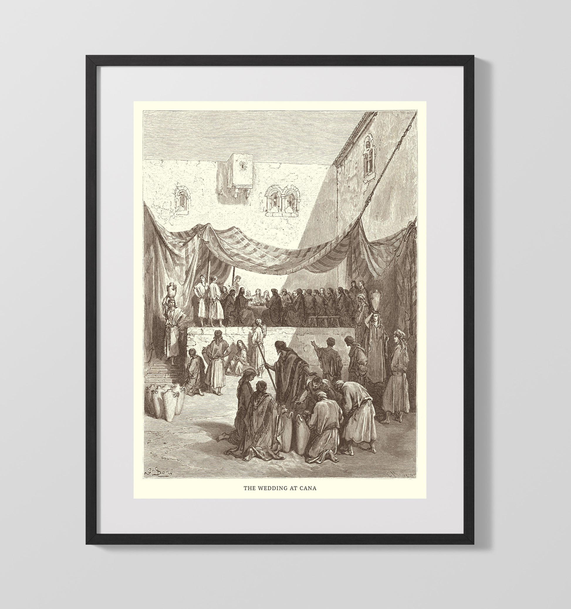 The Baptism of Jesus Matthew 3:13-17 Dore Bible Illustration Wall Art 16x20 Gallery Frame wall art print