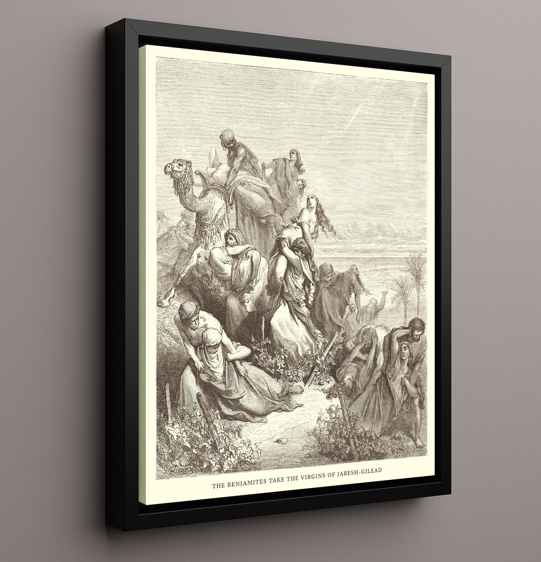 The Benjamites Take the Virgins of Jabesh-Gilead Judges 21:12-23 Dore Bible Illustration Wall Art 16x20 Framed Canvas wall art print