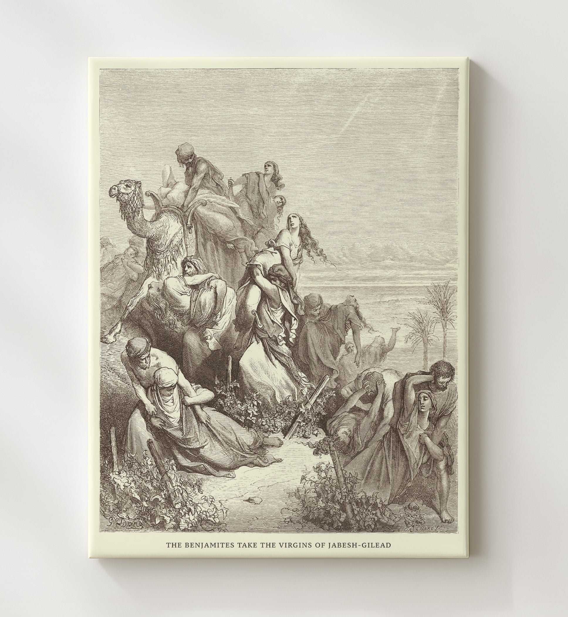 The Benjamites Take the Virgins of Jabesh-Gilead Judges 21:12-23 Dore Bible Illustration Wall Art 20x24 Canvas wall art print
