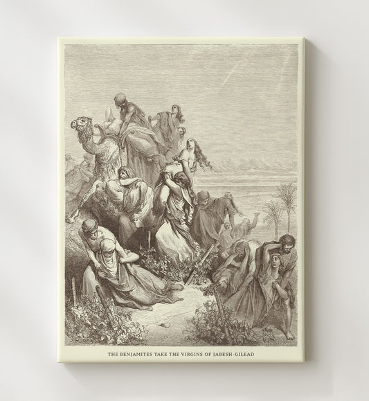 The Benjamites Take the Virgins of Jabesh-Gilead Judges 21:12-23 by Gustave Doré 8x10 Canvas Bible illustration wall art