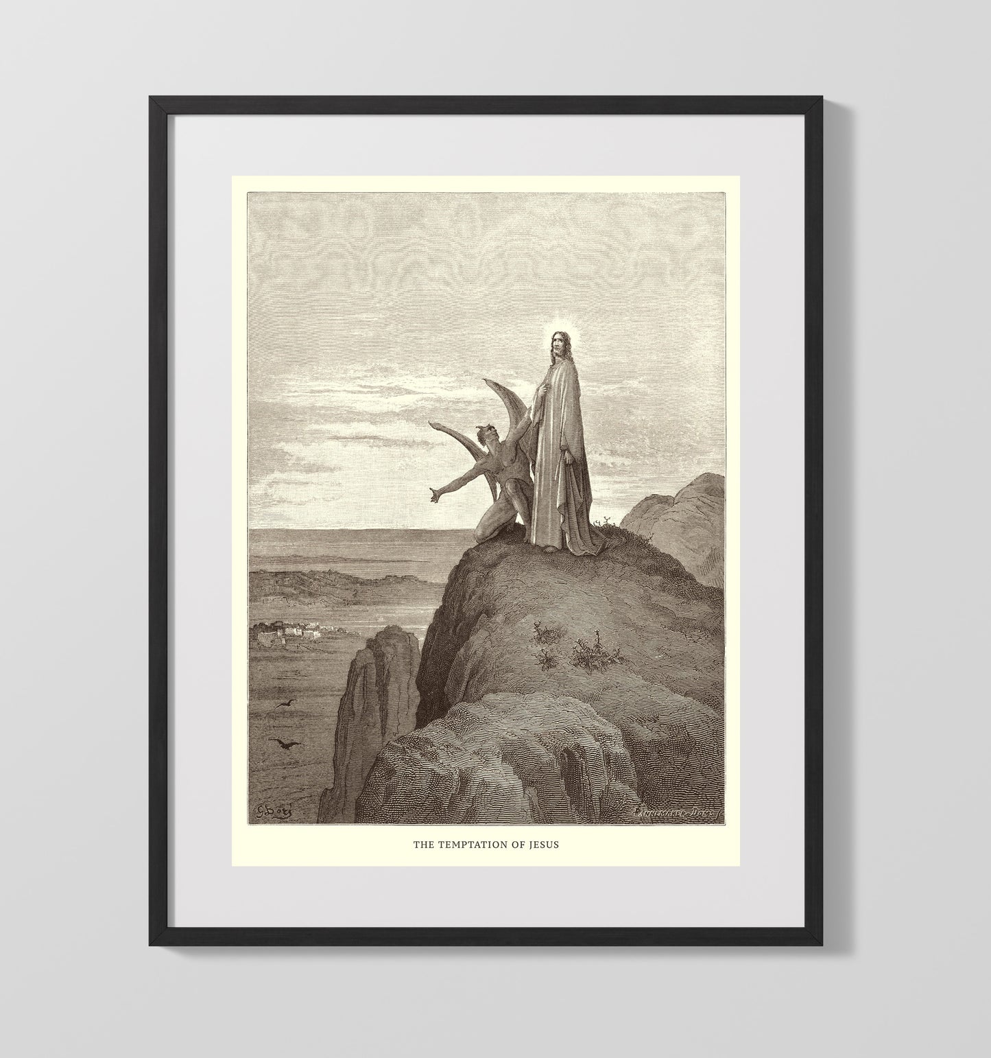 The Birth of Jesus Luke 2:1-20 Dore Bible Illustration Wall Art 16x20 Gallery Frame wall art print