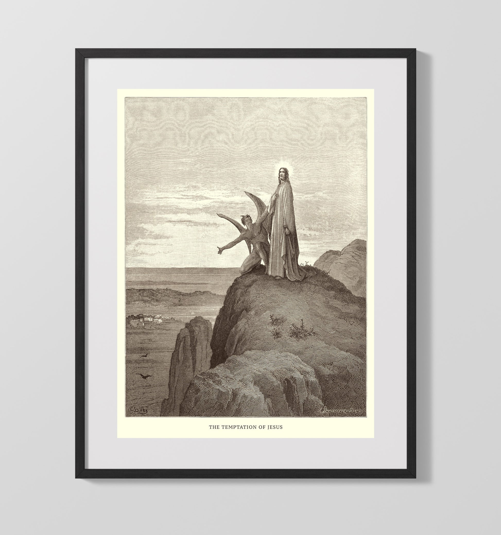 The Birth of Jesus Luke 2:1-20 Dore Bible Illustration Wall Art 16x20 Gallery Frame wall art print
