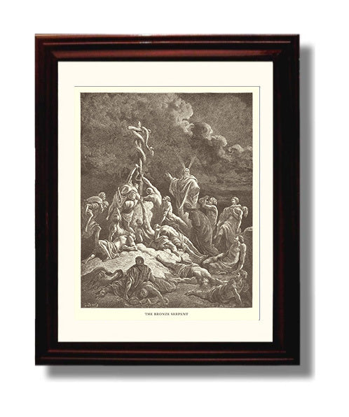 The Bronze Serpent Numbers 21:4-9 Dore Bible Illustration Wall Art 8x10 Beveled Frame wall art print