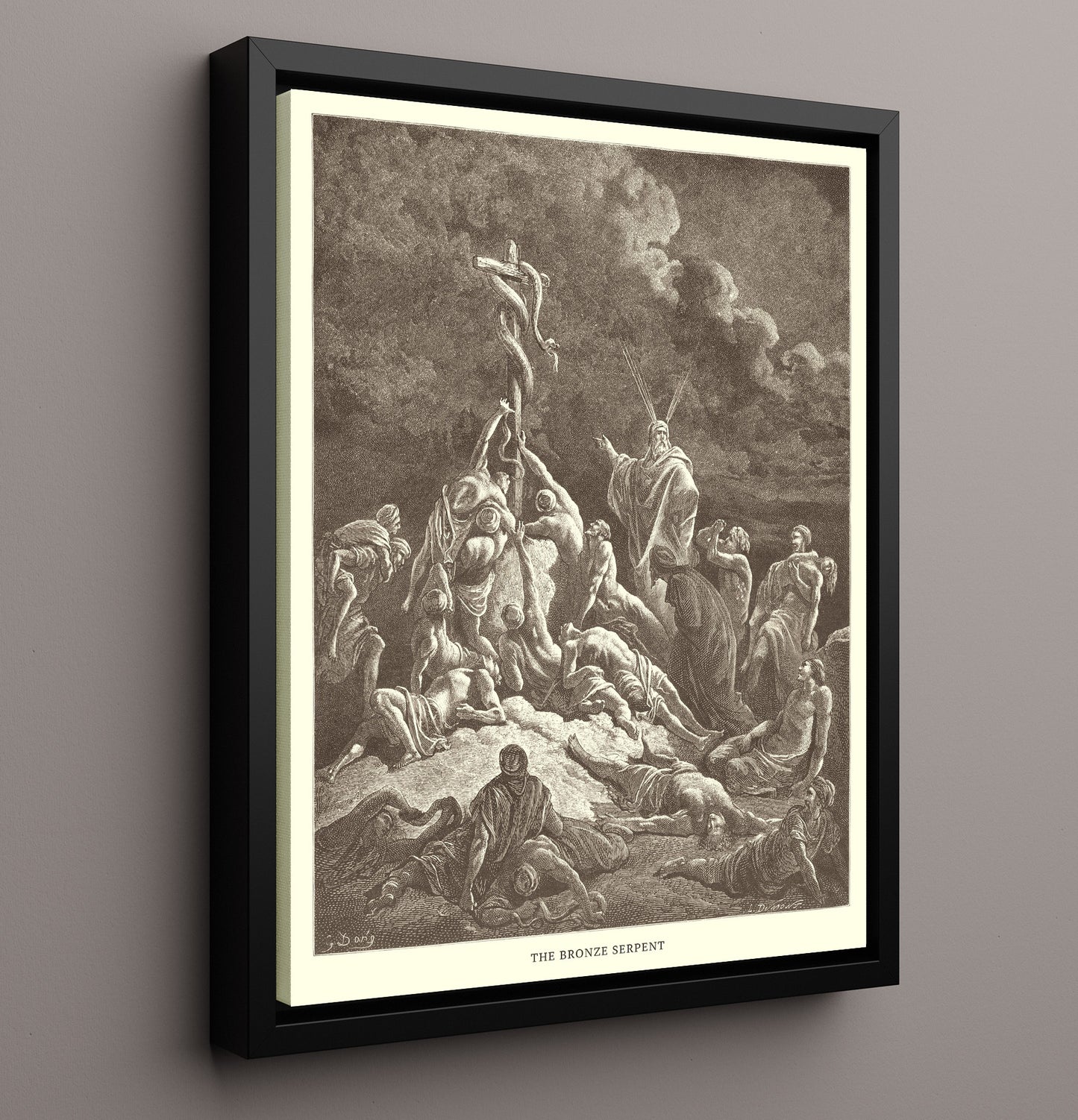 The Bronze Serpent Numbers 21:4-9 Dore Bible Illustration Wall Art 16x20 Framed Canvas wall art print