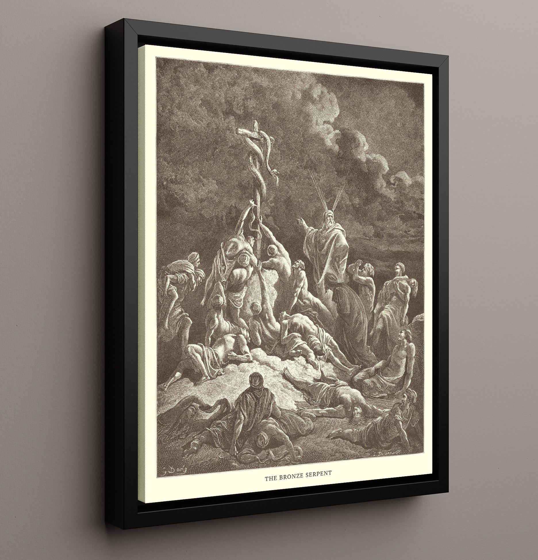 The Bronze Serpent Numbers 21:4-9 Dore Bible Illustration Wall Art 16x20 Framed Canvas wall art print