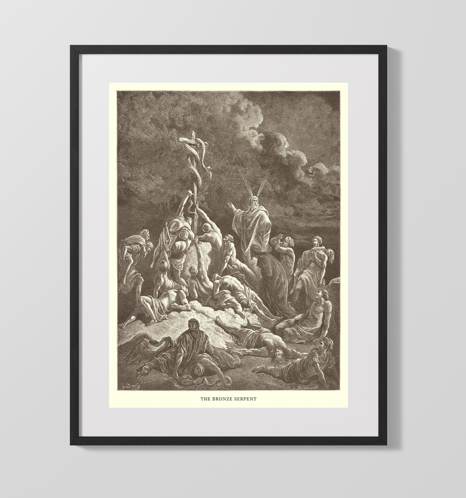 The Bronze Serpent Numbers 21:4-9 Dore Bible Illustration Wall Art 16x20 Gallery Frame wall art print