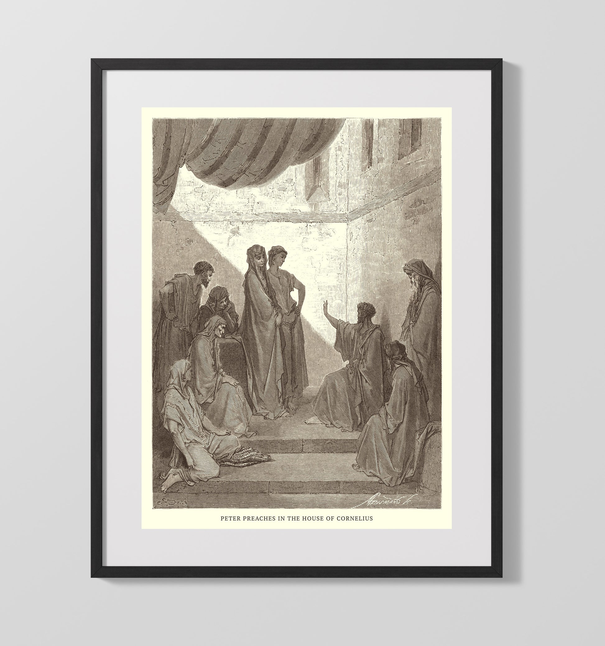 The Conversion of Saul Acts 9:1-19 Dore Bible Illustration Wall Art 16x20 Gallery Frame wall art print