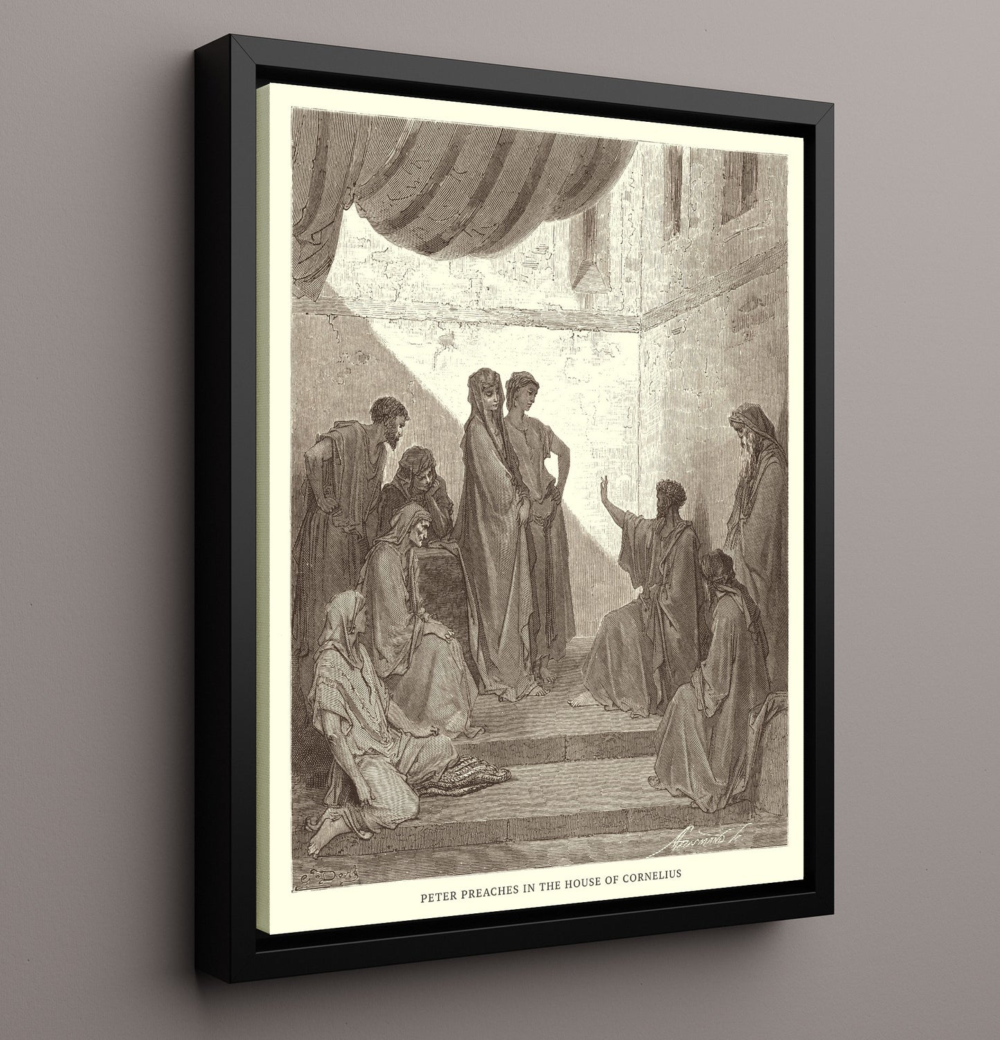 The Conversion of Saul Acts 9:1-19 Dore Bible Illustration Wall Art 16x20 Framed Canvas wall art print