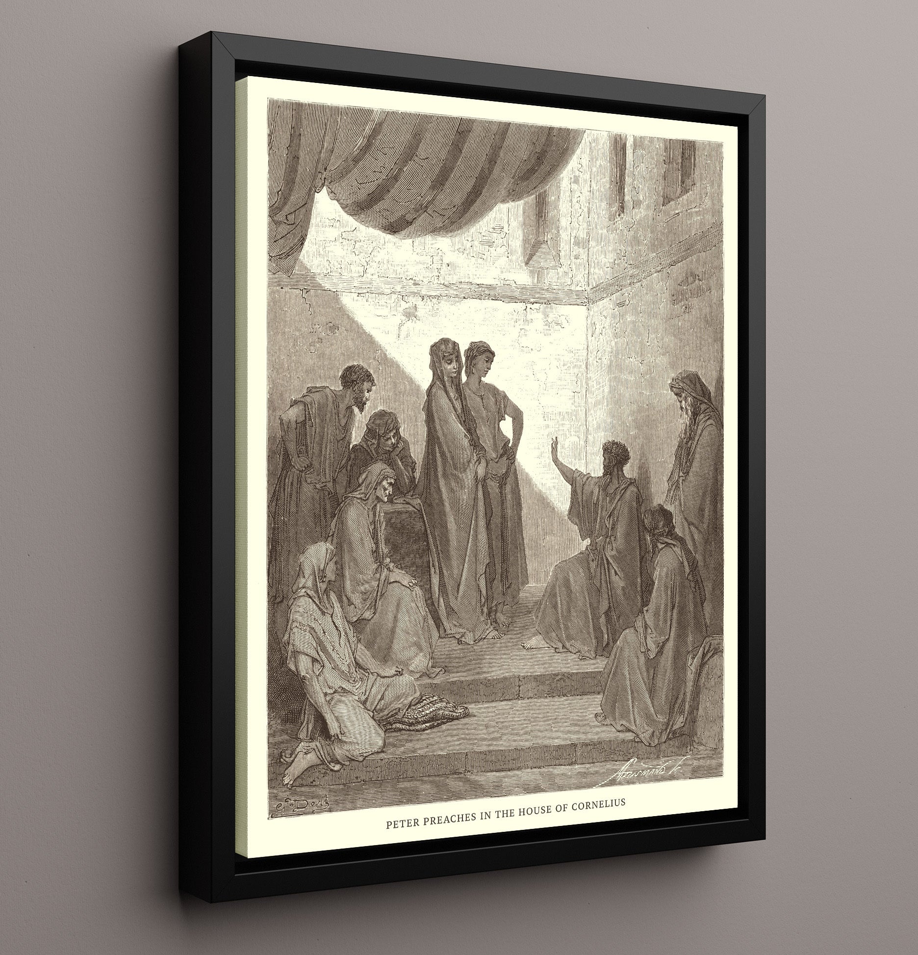The Conversion of Saul Acts 9:1-19 Dore Bible Illustration Wall Art 16x20 Framed Canvas wall art print