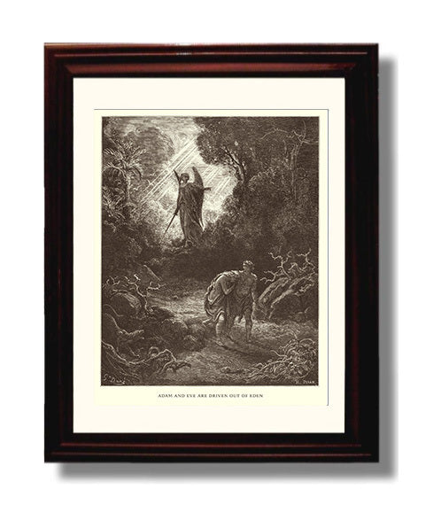 The Creation of Eve Genesis 2:21-23 Dore Bible Illustration Wall Art 8x10 Beveled Frame wall art print