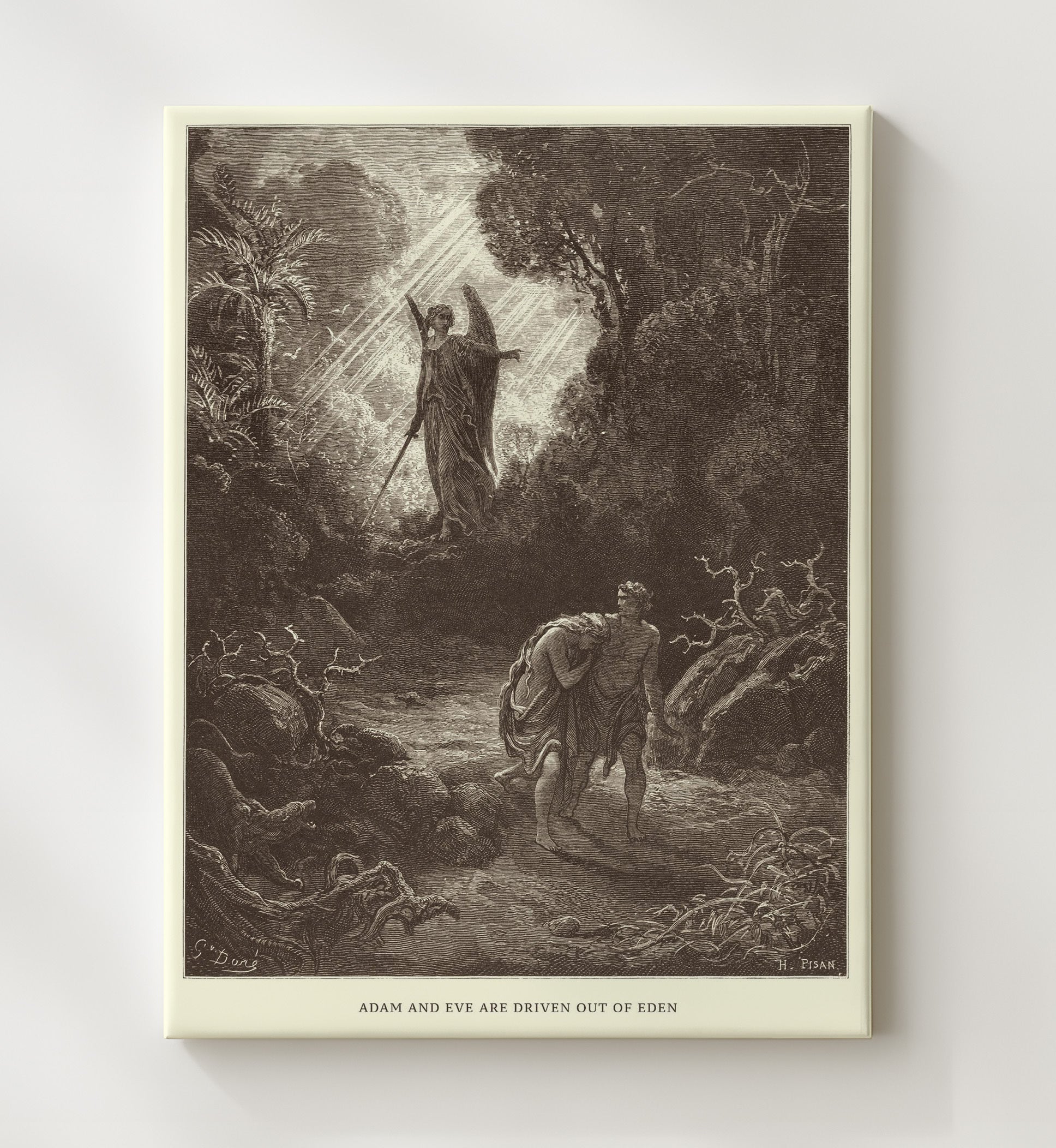 The Creation of Eve Genesis 2:21-23 Dore Bible Illustration Wall Art 20x24 Canvas wall art print