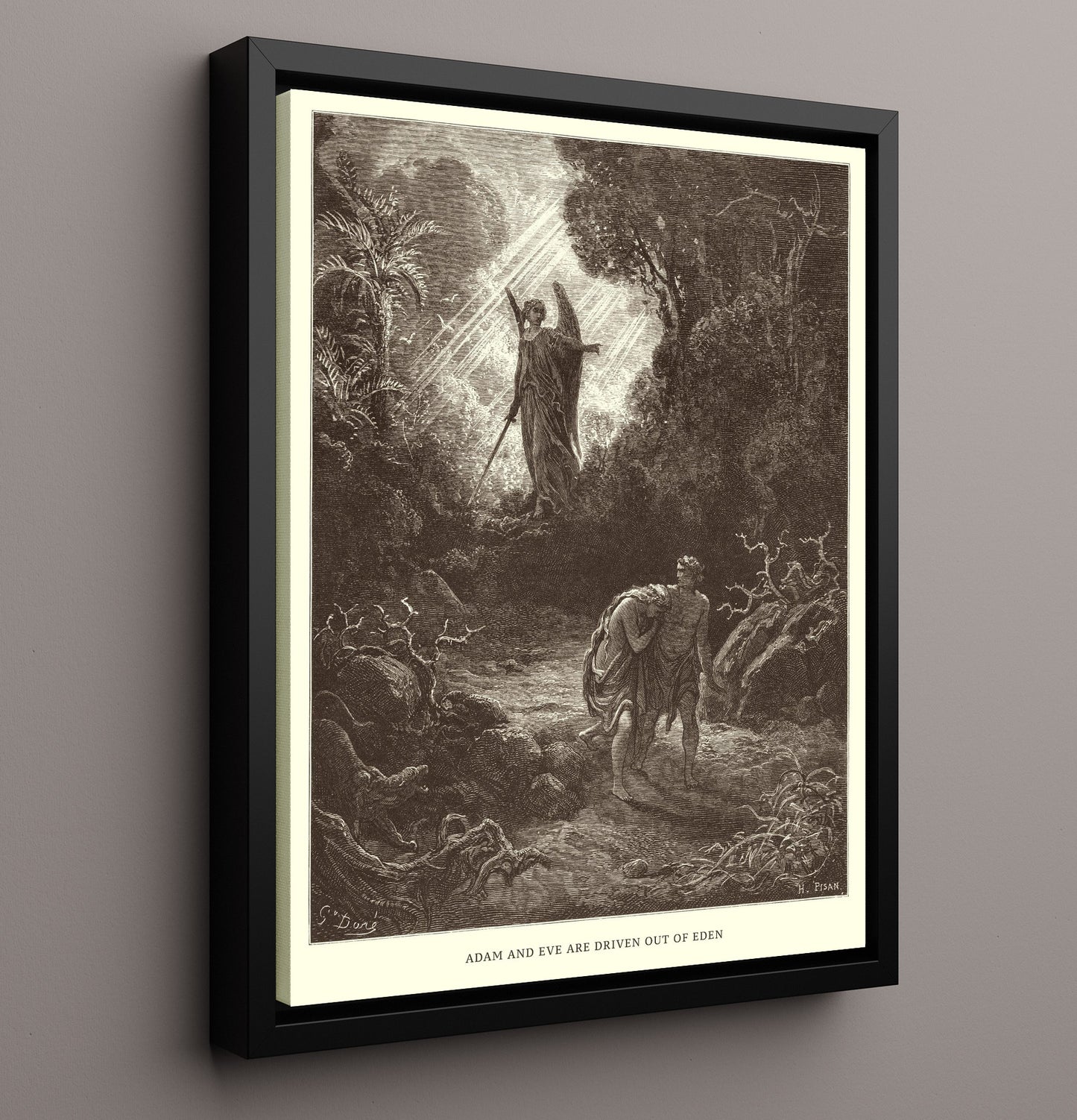 The Creation of Eve Genesis 2:21-23 Dore Bible Illustration Wall Art 16x20 Framed Canvas wall art print