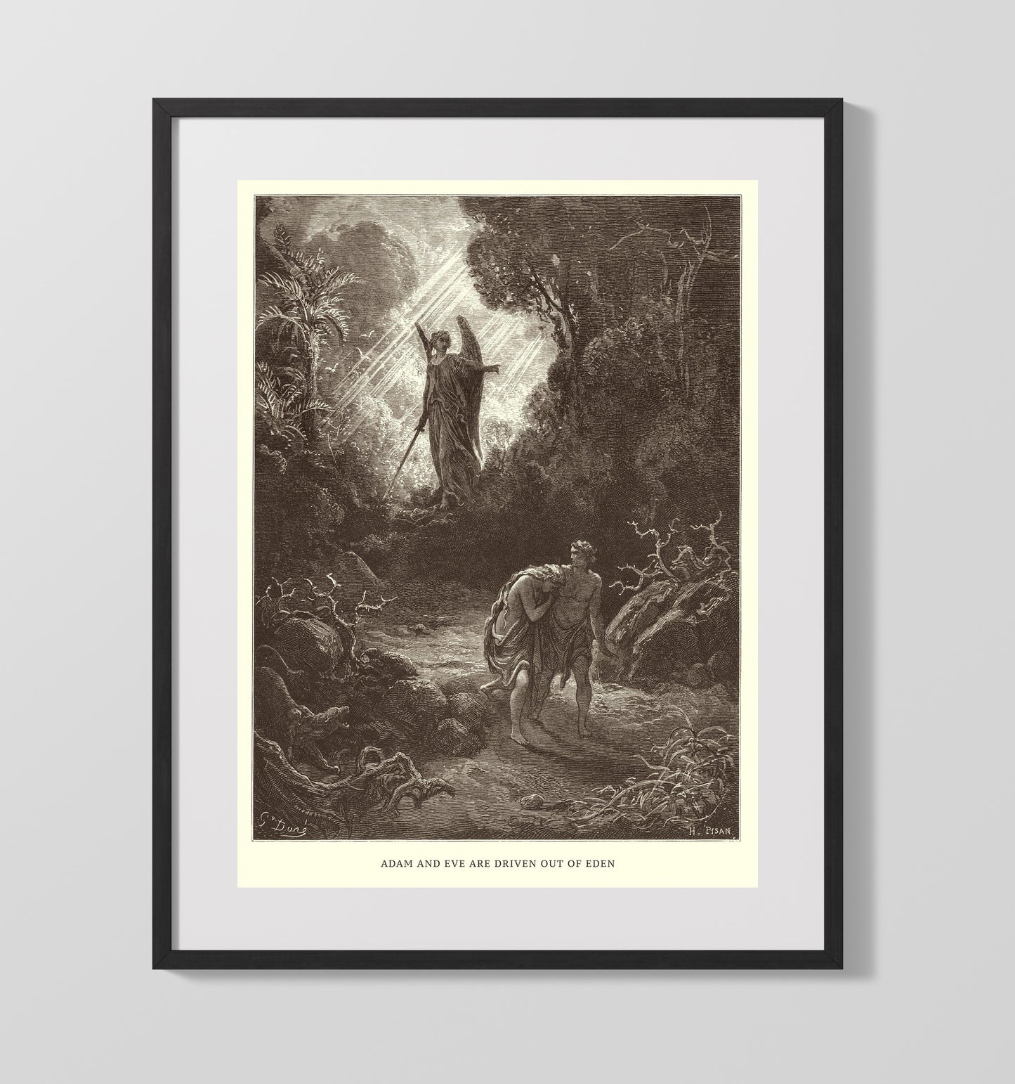 The Creation of Eve Genesis 2:21-23 Dore Bible Illustration Wall Art 16x20 Gallery Frame wall art print