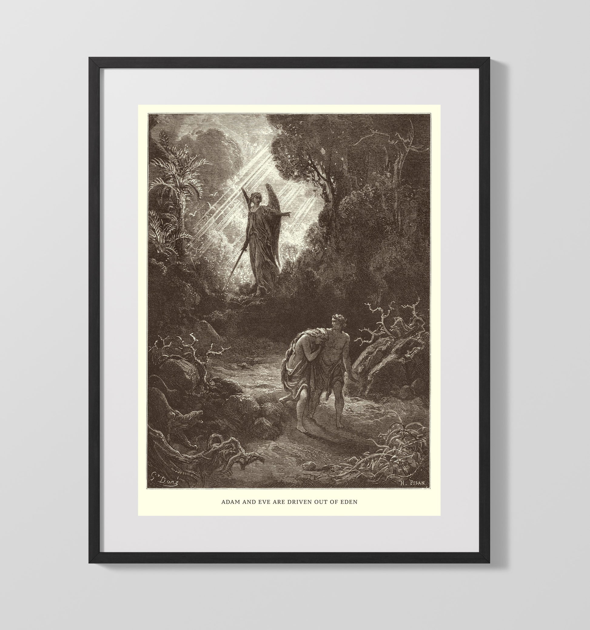 The Creation of Eve Genesis 2:21-23 Dore Bible Illustration Wall Art 16x20 Gallery Frame wall art print