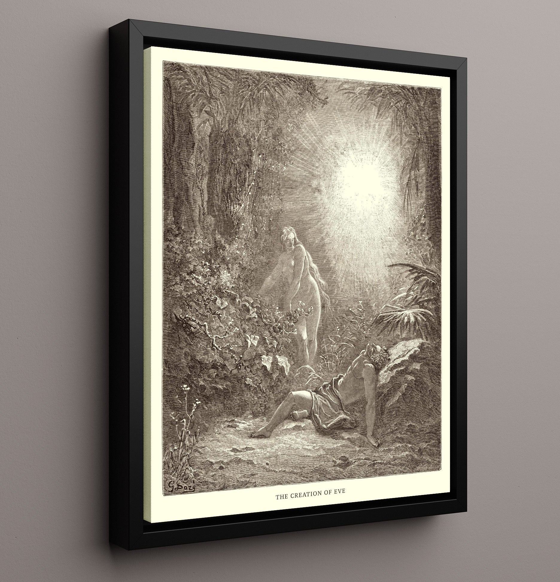 The Creation of Light Genesis 1:3-5 Dore Bible Illustration Wall Art 16x20 Framed Canvas wall art print
