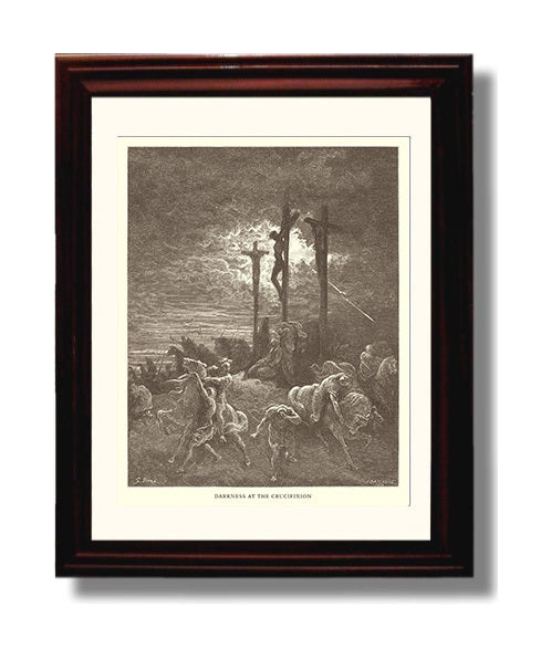 The Cross Is Lifted Up John 19:17-18 Dore Bible Illustration Wall Art 8x10 Beveled Frame wall art print