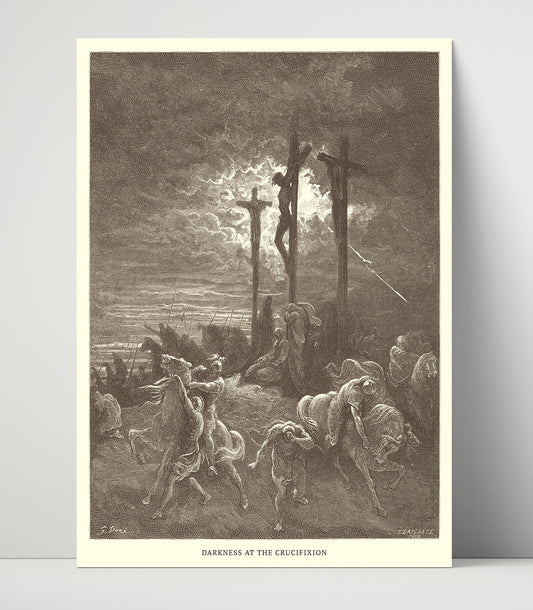 The Cross Is Lifted Up - John 19:17-18 - Doré - 16x20 Unframed Print