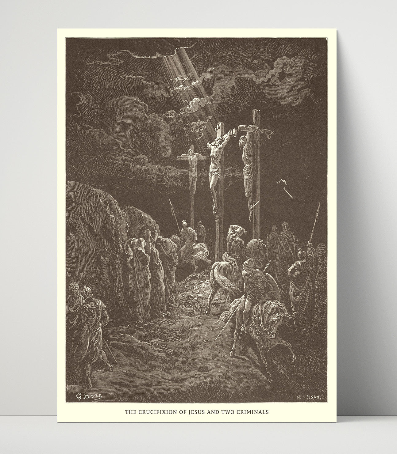 The Crucifixion of Jesus and Two Criminals Luke 23:33 Dore Bible Illustration Wall Art 16x20 Unframed Print wall art print