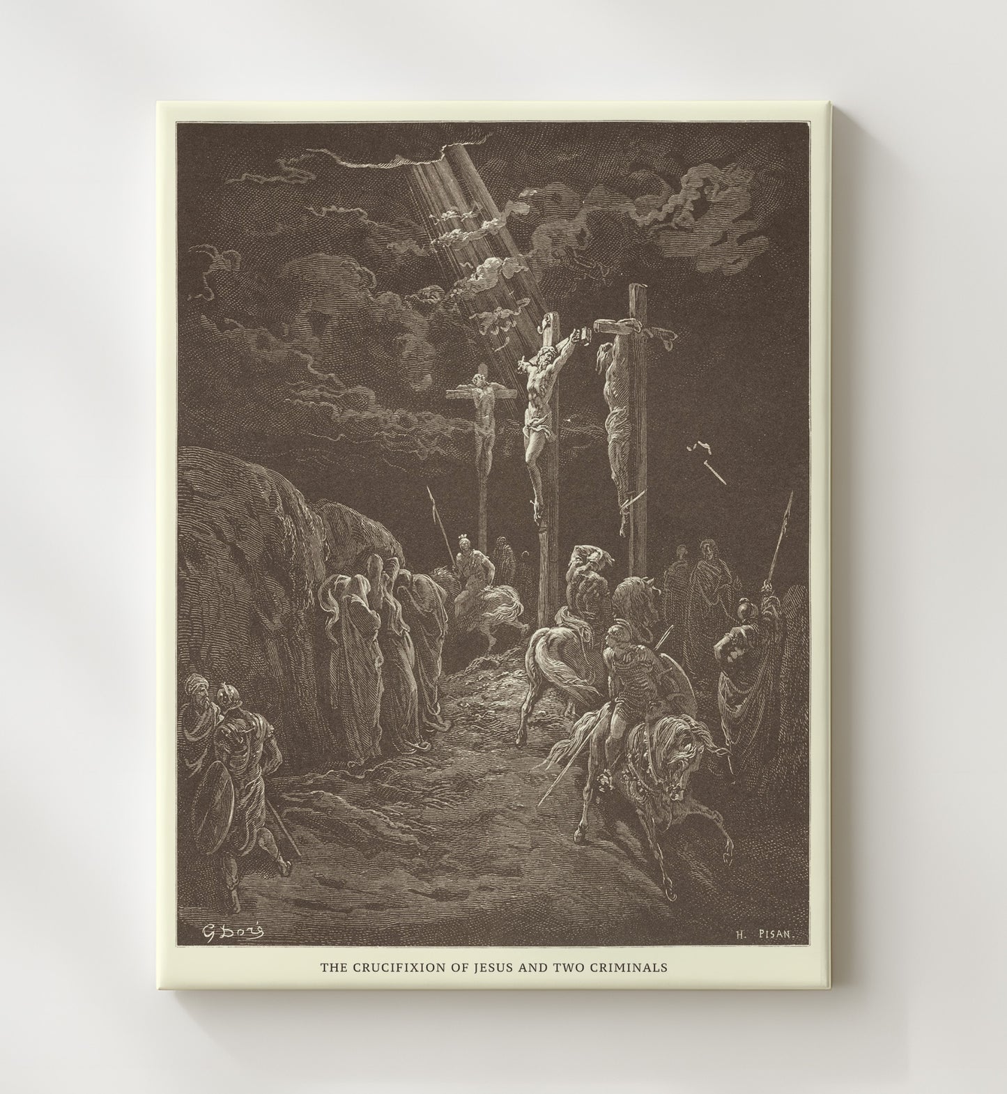 The Crucifixion of Jesus and Two Criminals Luke 23:33 Dore Bible Illustration Wall Art 20x24 Canvas wall art print