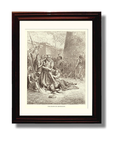 The Death of Abimelech Judges 9:53-57 Dore Bible Illustration Wall Art 8x10 Beveled Frame wall art print