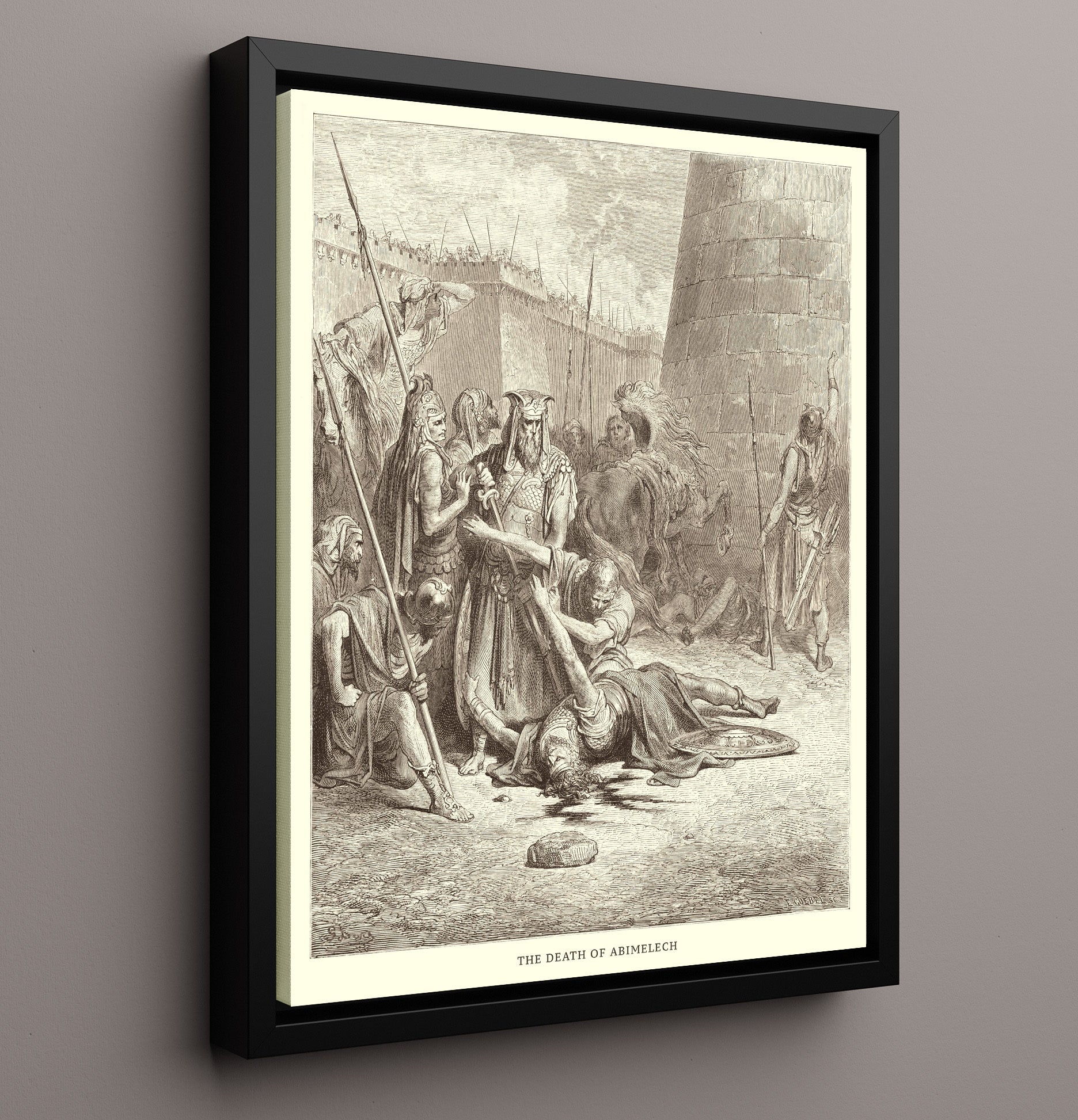 The Death of Abimelech Judges 9:53-57 Dore Bible Illustration Wall Art 16x20 Framed Canvas wall art print