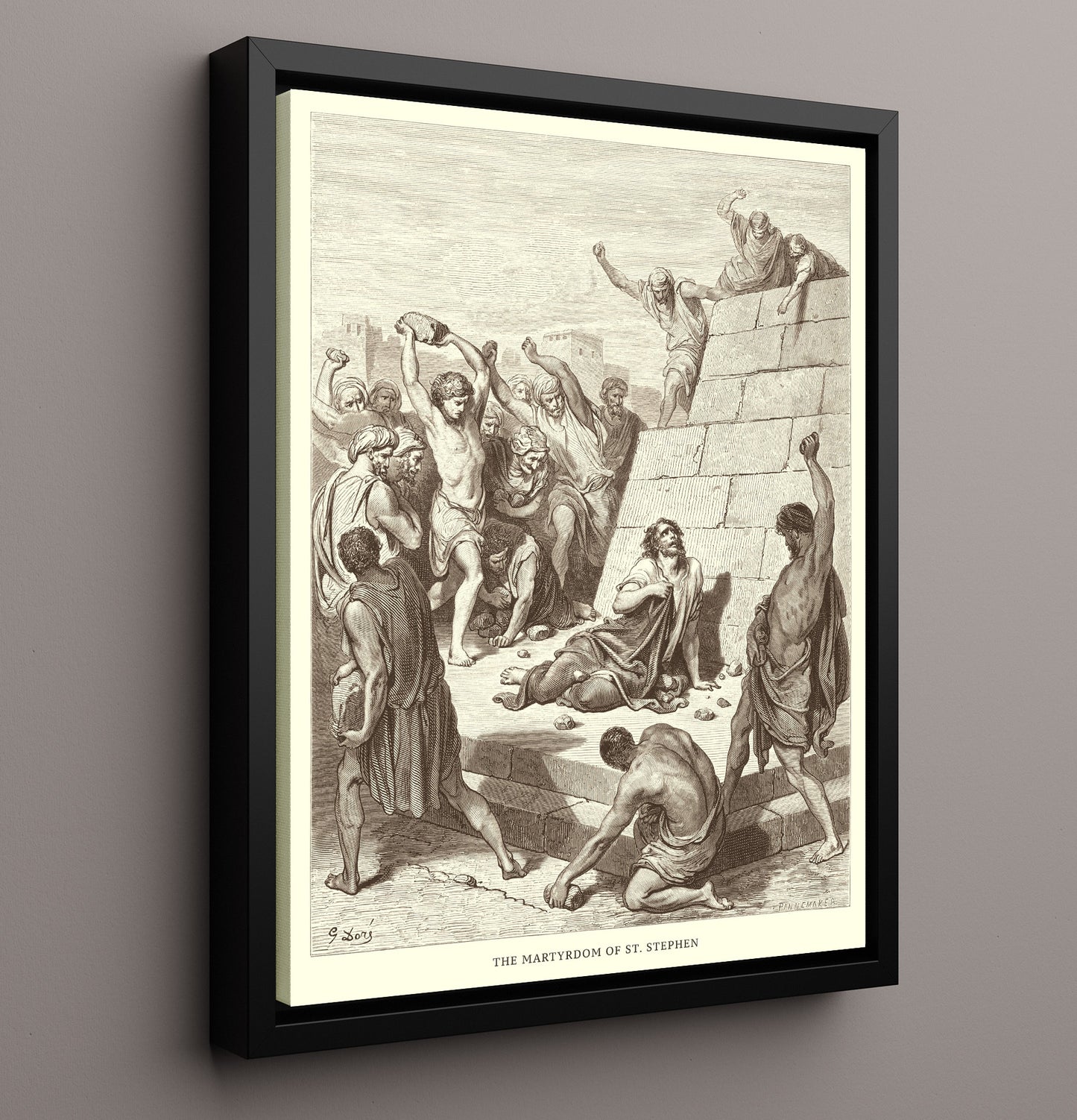 The Death of Ananias Acts 5:1-11 Dore Bible Illustration Wall Art 16x20 Framed Canvas wall art print