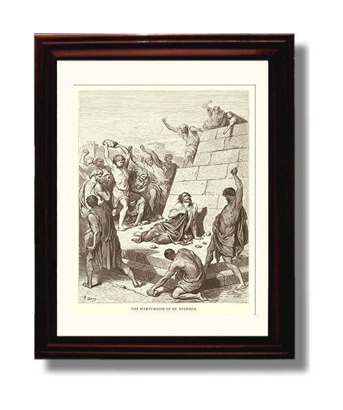 The Death of Ananias Acts 5:1-11 Dore Bible Illustration Wall Art 8x10 Beveled Frame wall art print