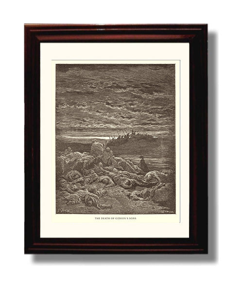 The Death of Gideons Sons Judges 9:5 Dore Bible Illustration Wall Art 8x10 Beveled Frame wall art print