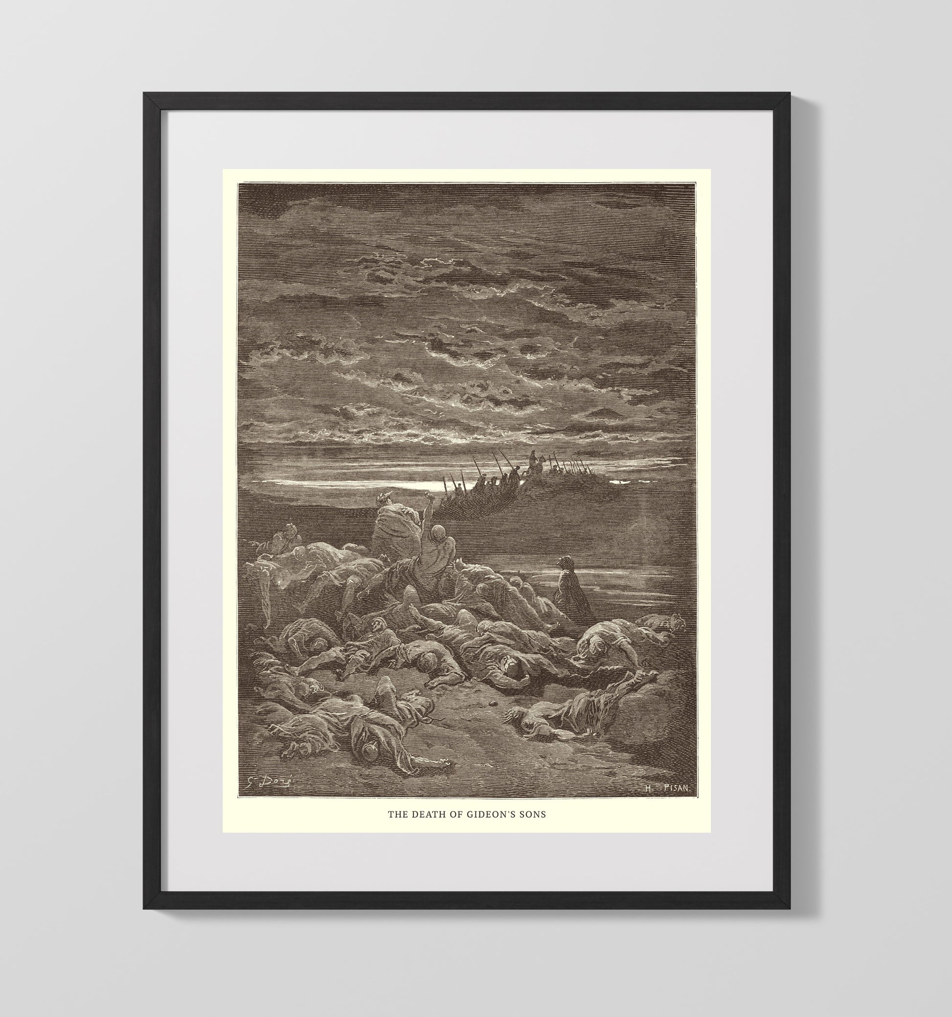 The Death of Gideons Sons Judges 9:5 Dore Bible Illustration Wall Art 16x20 Gallery Frame wall art print