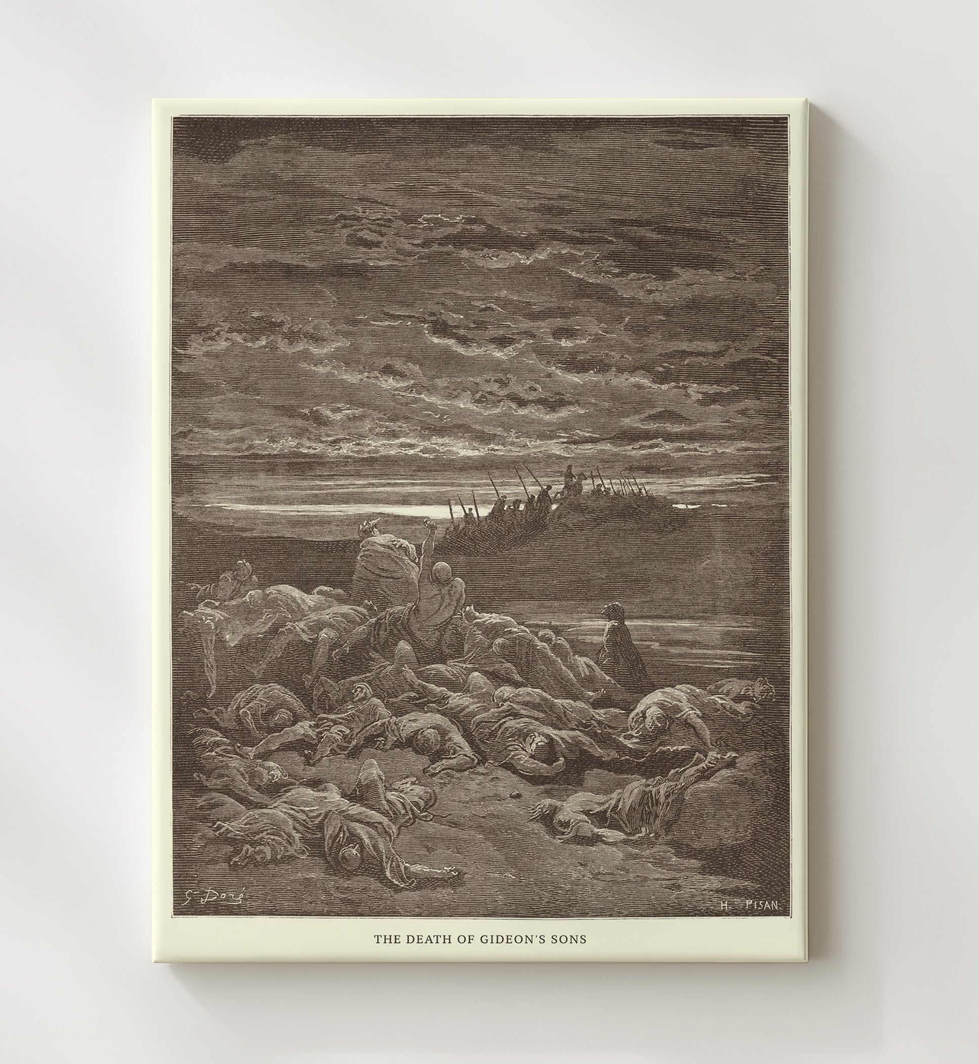 The Death of Gideons Sons Judges 9:5 Dore Bible Illustration Wall Art 20x24 Canvas wall art print