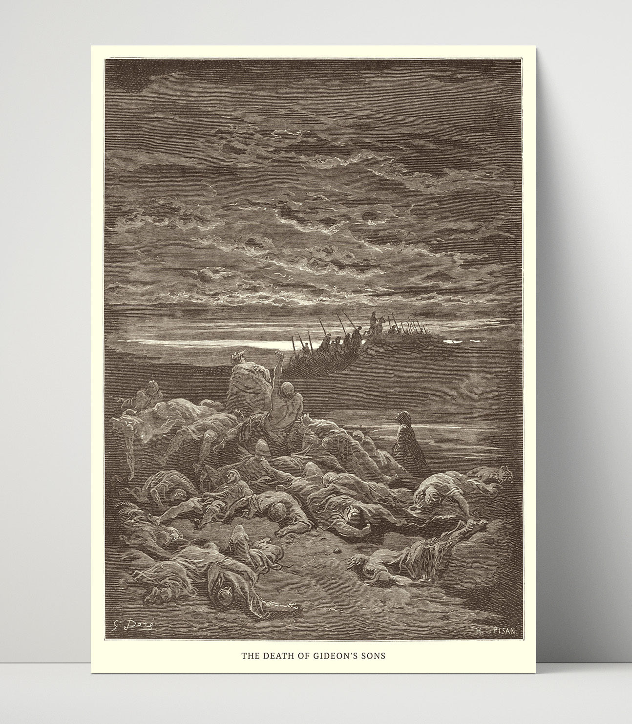 The Death of Gideons Sons Judges 9:5 Dore Bible Illustration Wall Art 16x20 Unframed Print wall art print