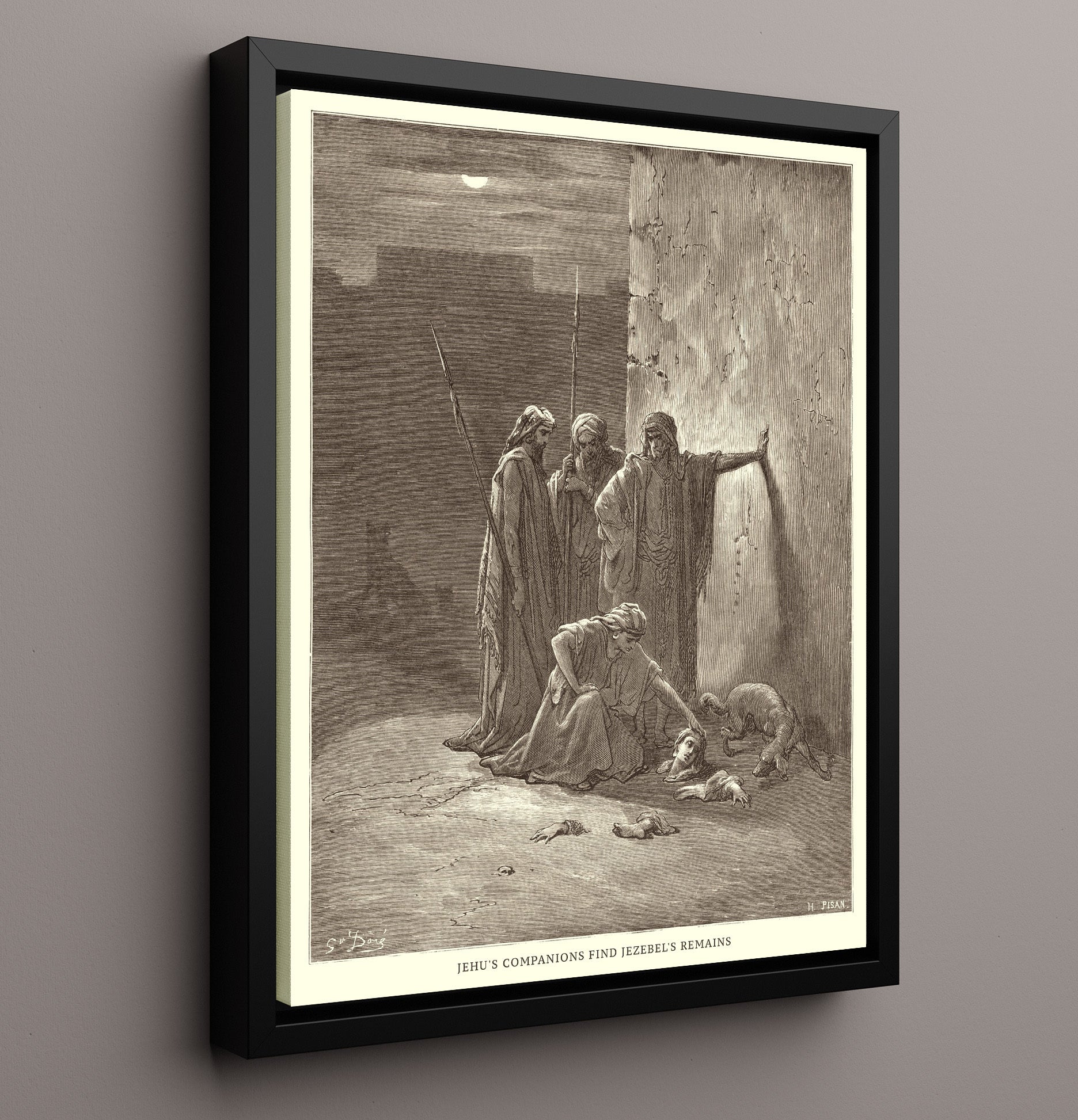 The Death of Jezebel 2 Kings 9:30-33 Dore Bible Illustration Wall Art 16x20 Framed Canvas wall art print