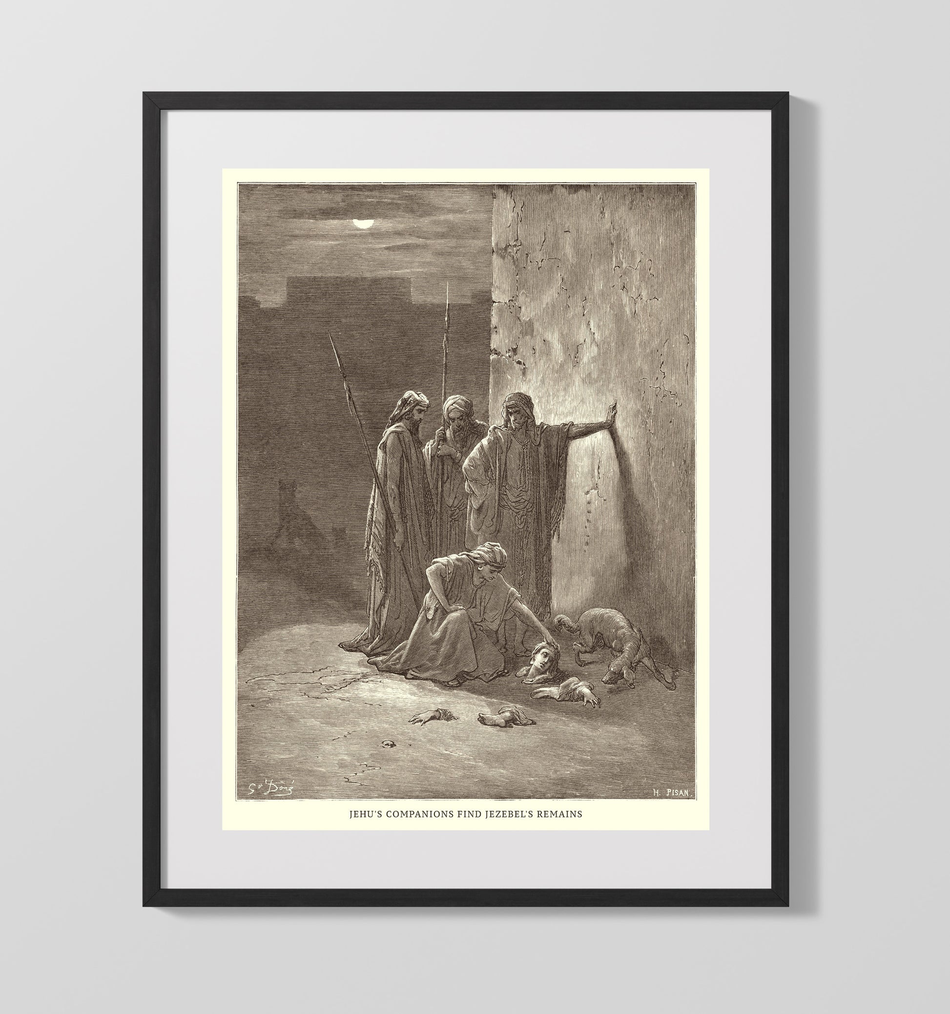 The Death of Jezebel 2 Kings 9:30-33 Dore Bible Illustration Wall Art 16x20 Gallery Frame wall art print