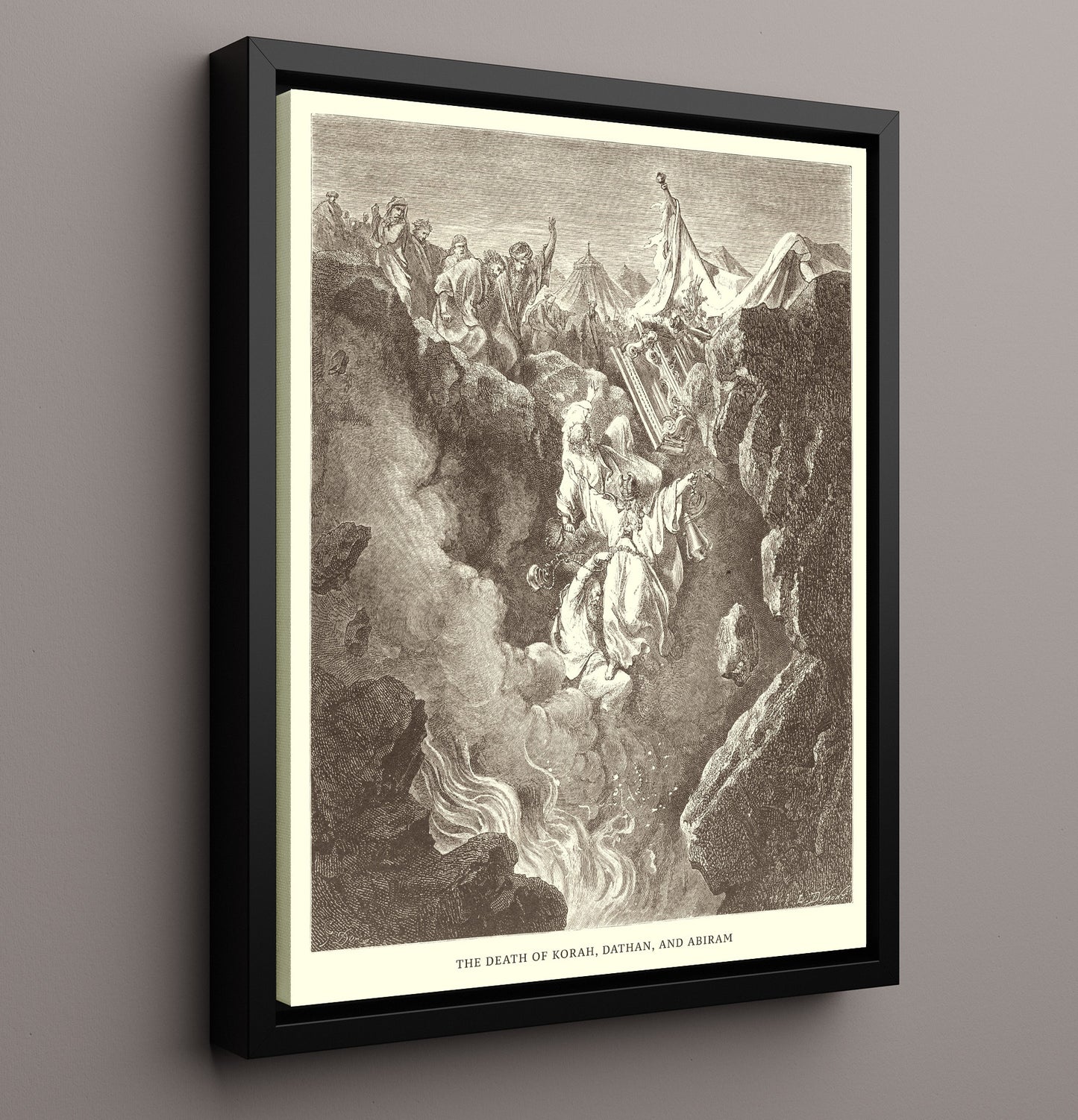 The Death of Korah Dathan and Abiram Numbers 16:31-35 Dore Bible Illustration Wall Art 16x20 Framed Canvas wall art print