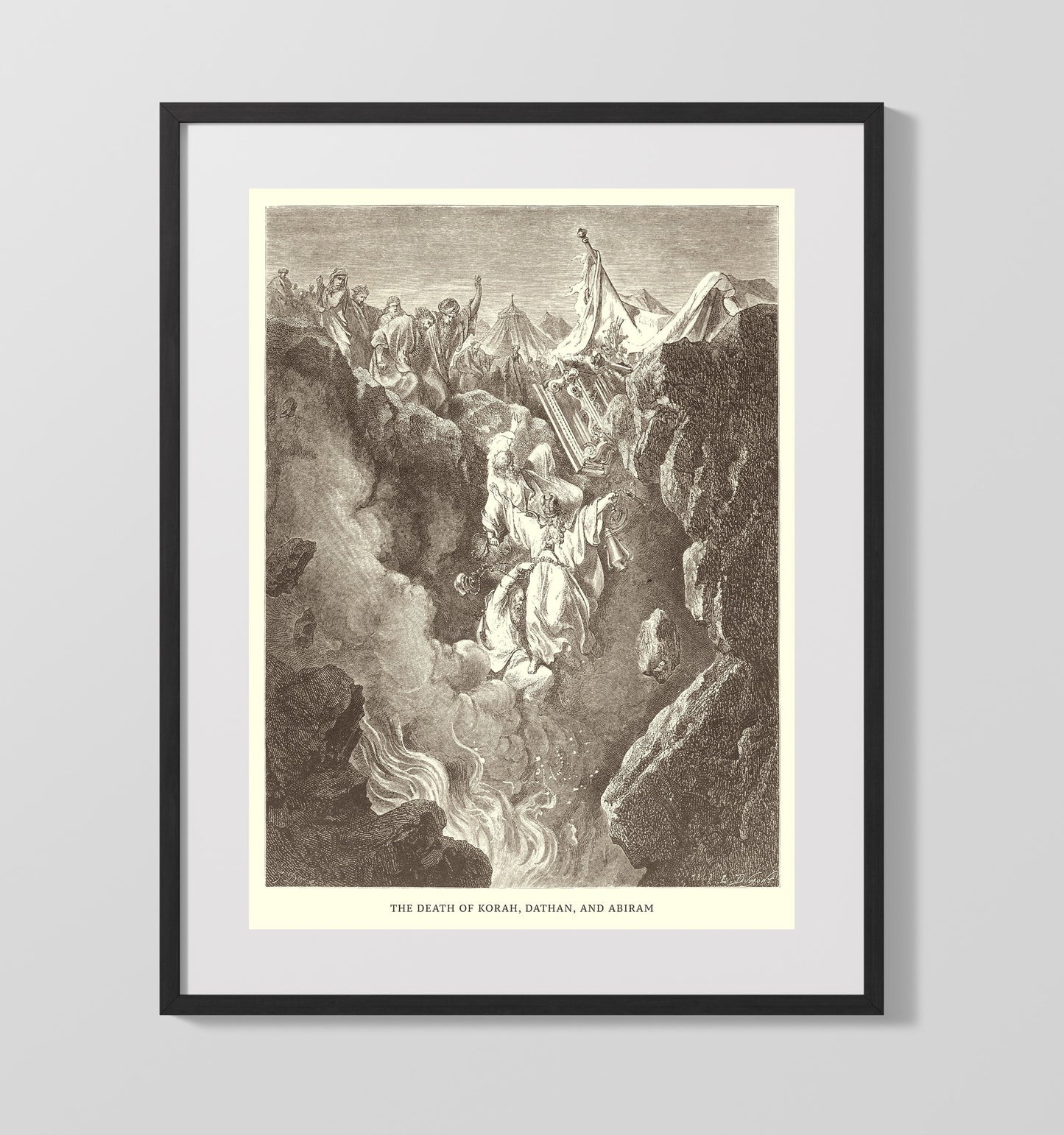 The Death of Korah Dathan and Abiram Numbers 16:31-35 Dore Bible Illustration Wall Art 16x20 Gallery Frame wall art print
