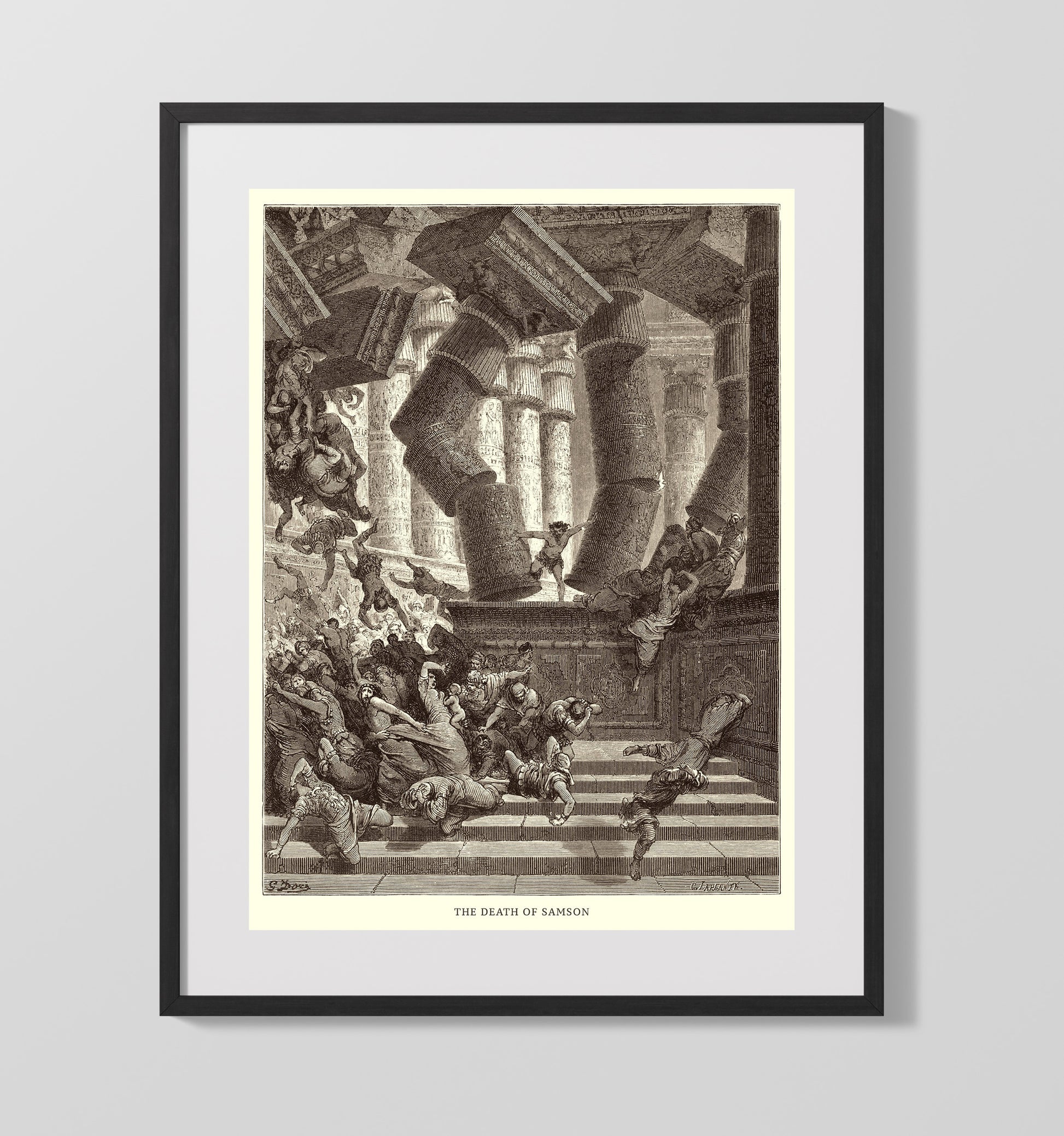 The Death of Samson Judges 16:28-30 Dore Bible Illustration Wall Art 16x20 Gallery Frame wall art print