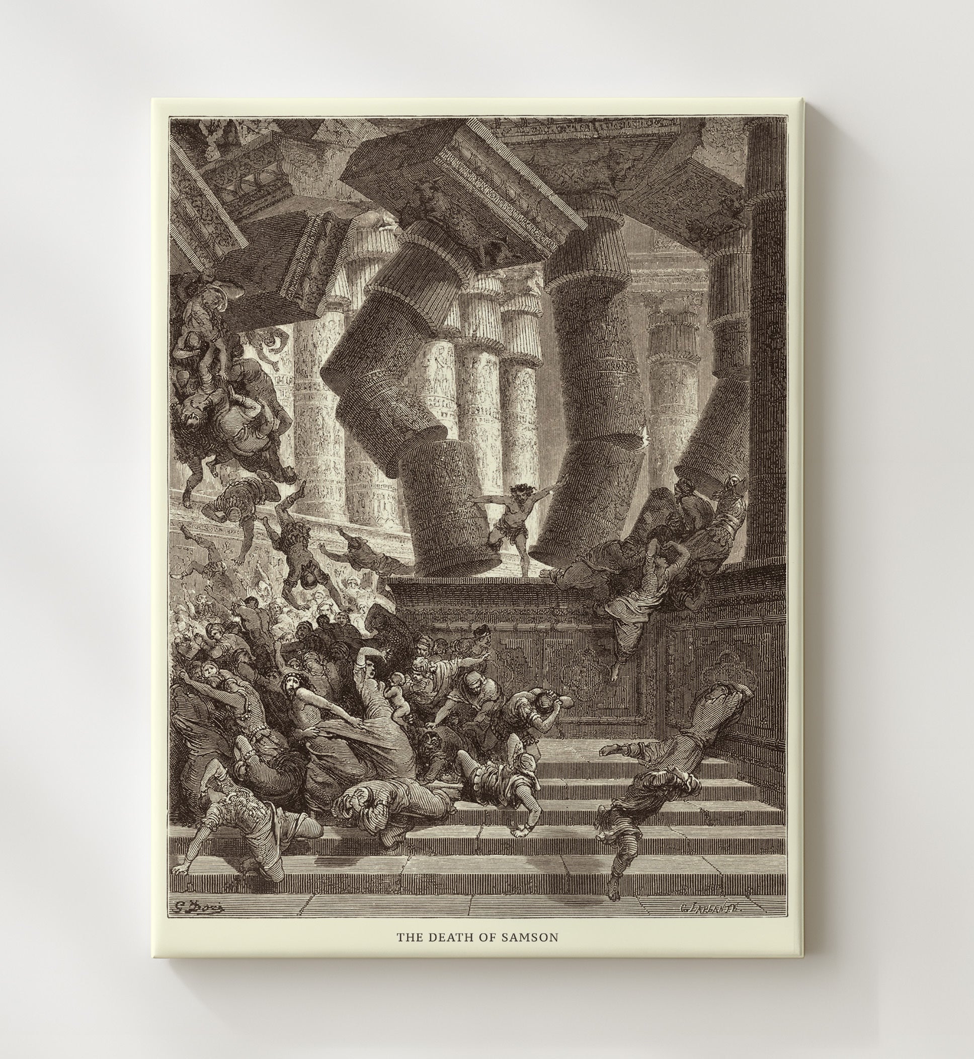 The Death of Samson Judges 16:28-30 Dore Bible Illustration Wall Art 20x24 Canvas wall art print