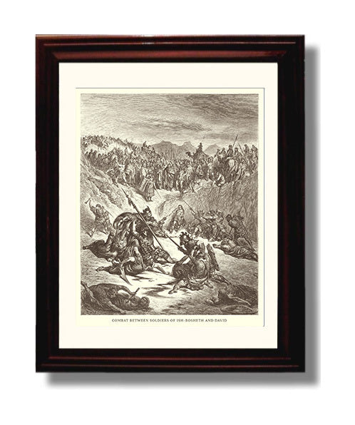The Death of Saul 1 Samuel 31:1-6 Dore Bible Illustration Wall Art 8x10 Beveled Frame wall art print