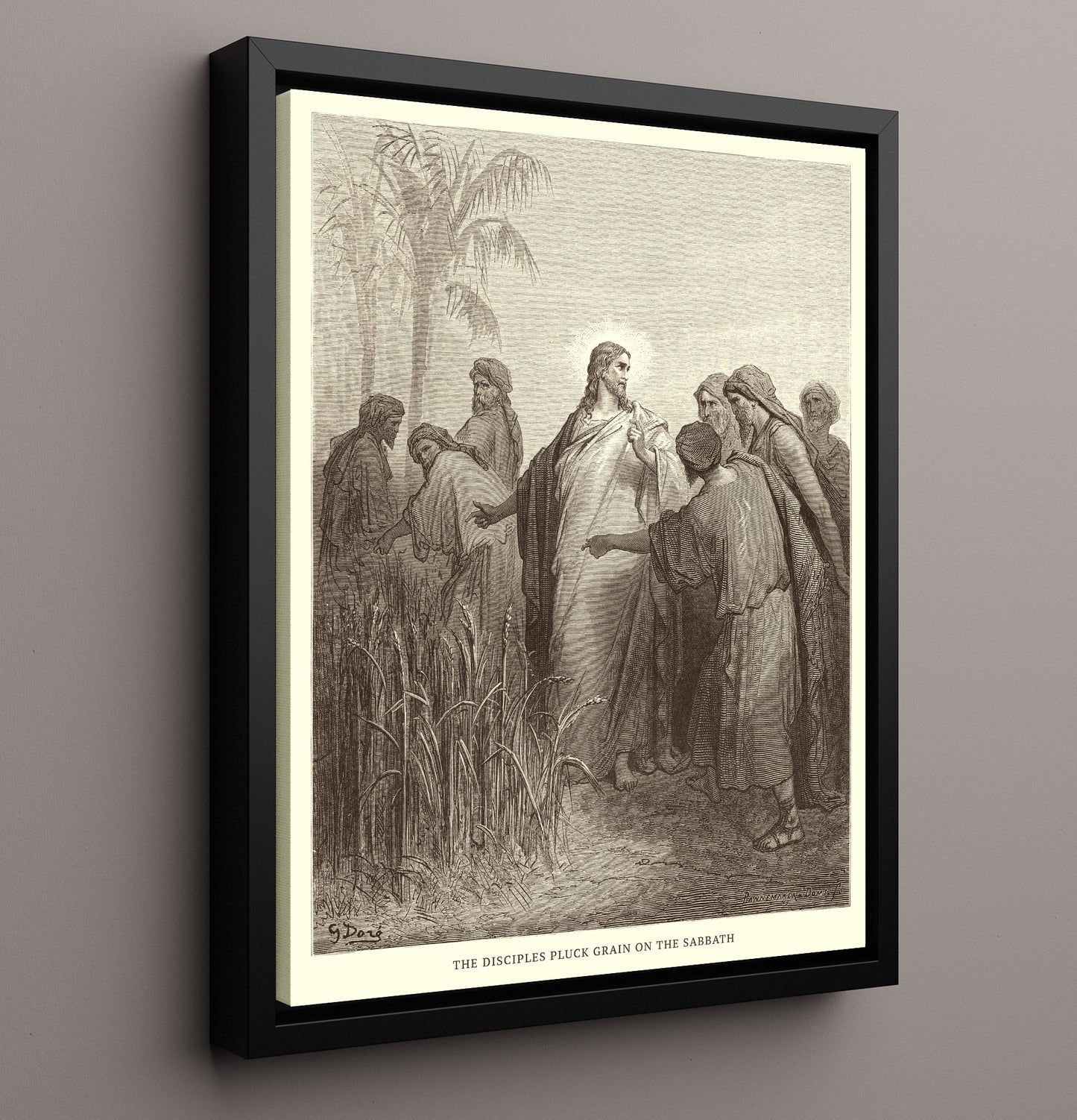 The Disciples Pluck Grain on the Sabbath Matthew 12:1-8 Dore Bible Illustration Wall Art 16x20 Framed Canvas wall art print