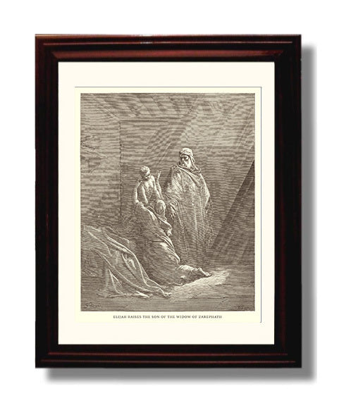 The Disobedient Prophet Is Slain by a Lion 1 Kings 13:23-30 Dore Bible Illustration Wall Art 8x10 Beveled Frame wall art print