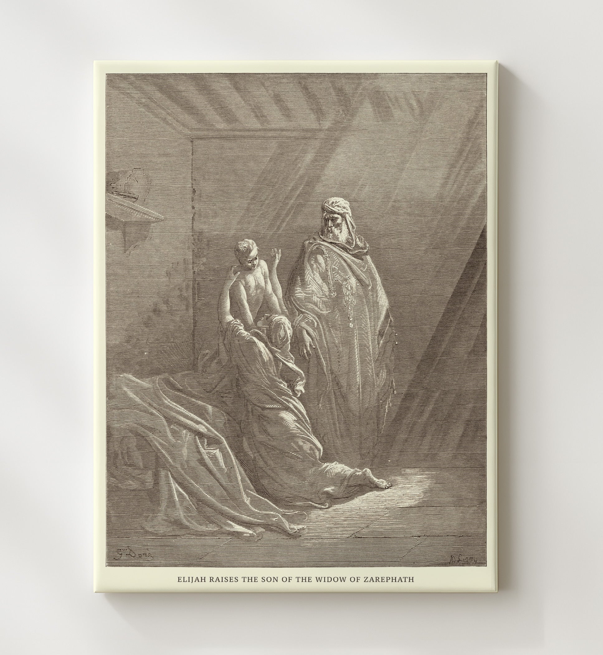 The Disobedient Prophet Is Slain by a Lion 1 Kings 13:23-30 Dore Bible Illustration Wall Art 20x24 Canvas wall art print