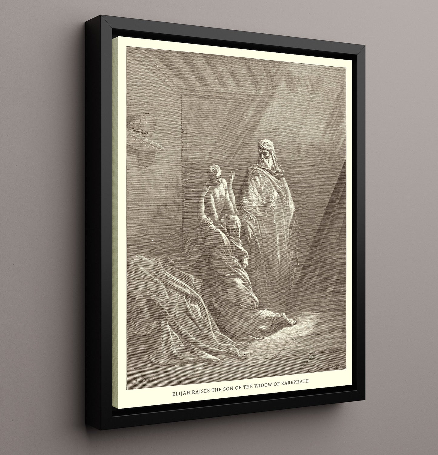 The Disobedient Prophet Is Slain by a Lion 1 Kings 13:23-30 Dore Bible Illustration Wall Art 16x20 Framed Canvas wall art print